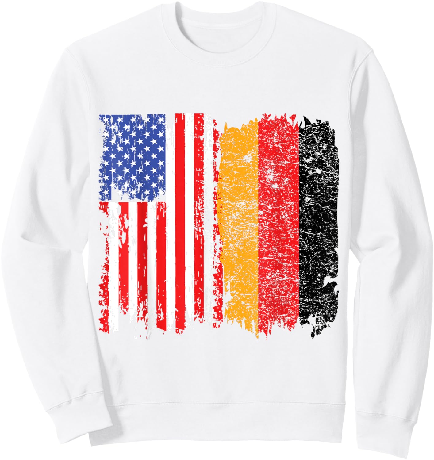 Distressed Heritage US American German Flag Sweatshirt - Sweatshirt | White