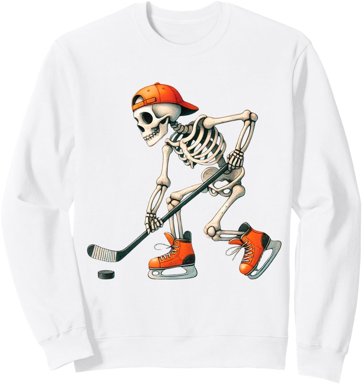 Skeleton Ice Hockey Halloween Costume Men Boys Kids Sweatshirt - Sweatshirt | White
