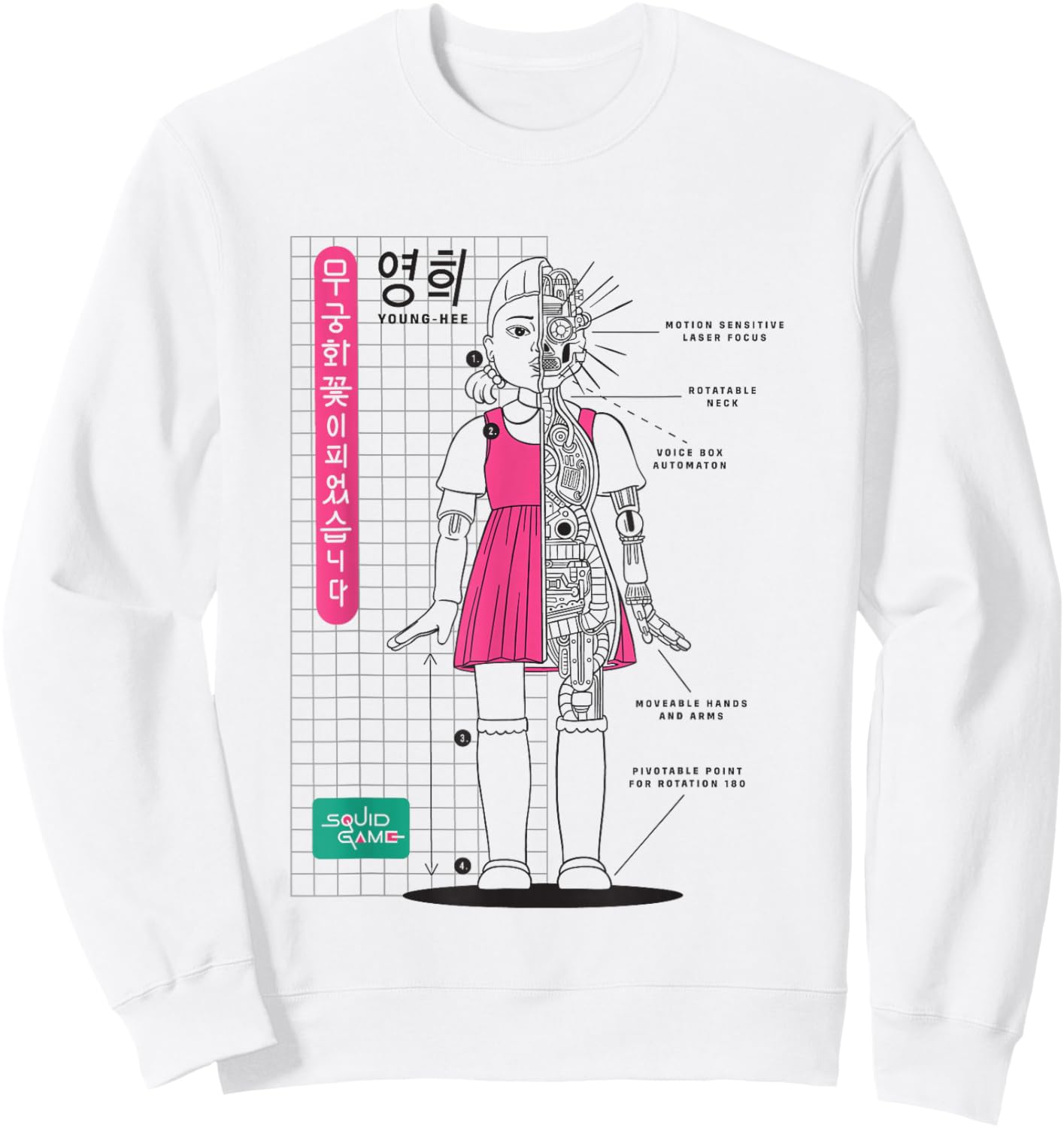 Squid Game 2 Young-Hee Giant Doll Schematics Sweatshirt - Sweatshirt | White