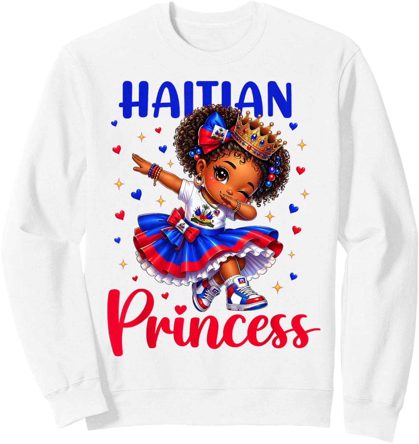 Haitian Princess Haiti Flag Melanin for Black Girls Kids Sweatshirt - Sweatshirt | White