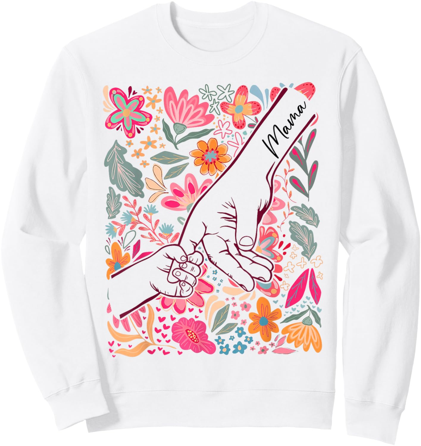 Mama Mom Life Mommy Funny Happy Mother's Day Wildflower Sweatshirt - Sweatshirt | White