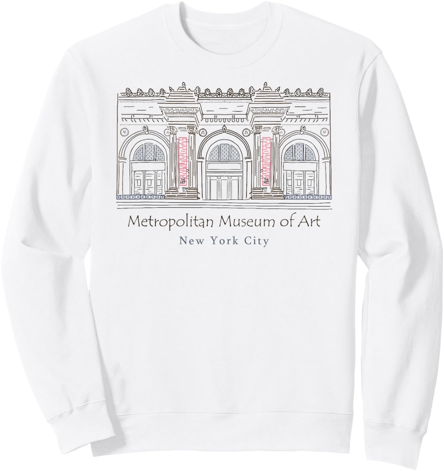 New York City, Metropolitan Museum of Art, USA, Hand drawing Sweatshirt - Sweatshirt | White