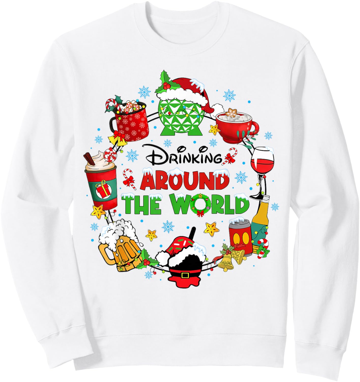 Drinking Around The World Family Christmas Vacation Sweatshirt - Sweatshirt | White