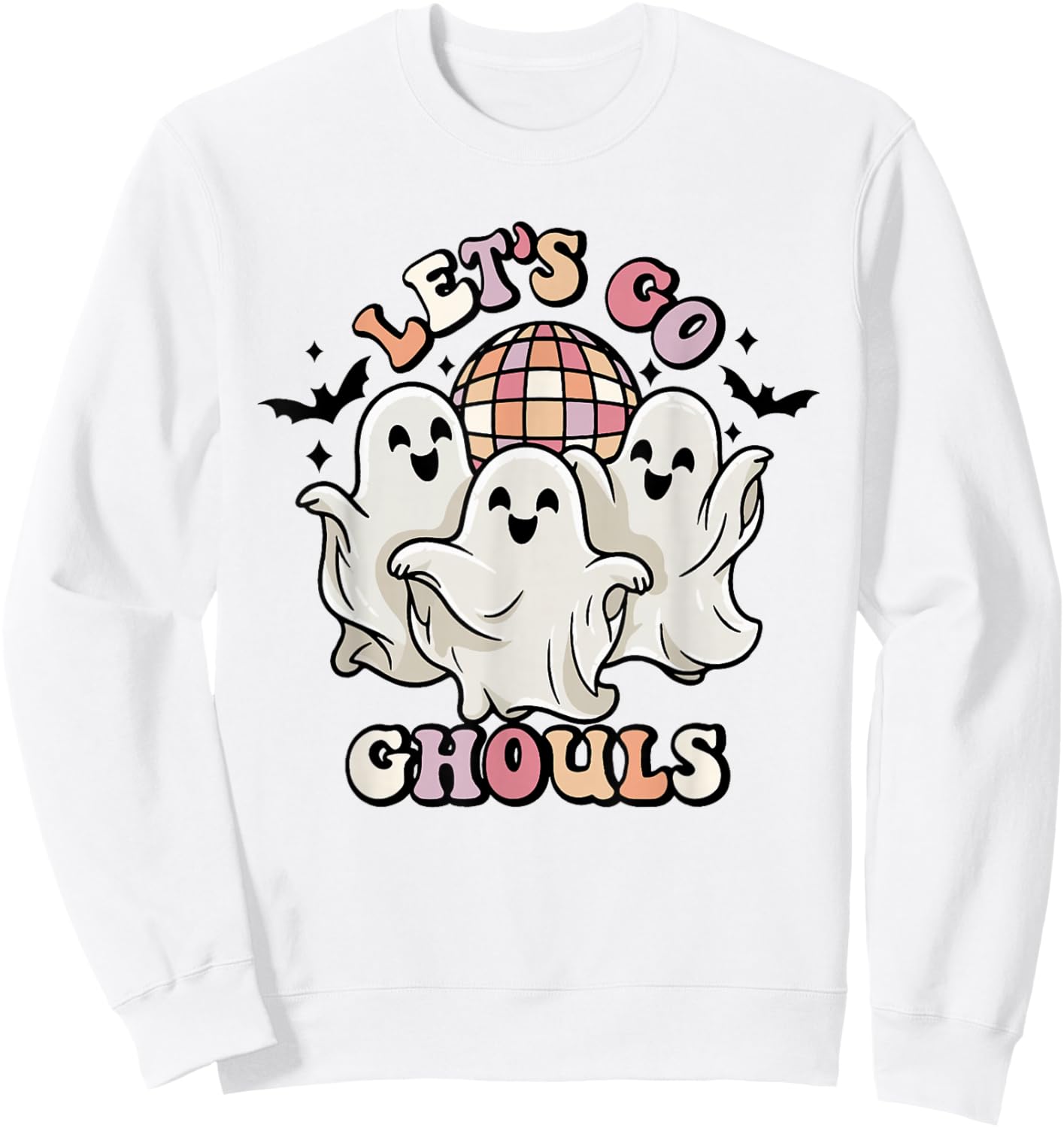 Lets Go Ghouls Halloween Disco Ghosts Sweatshirt - Sweatshirt | White