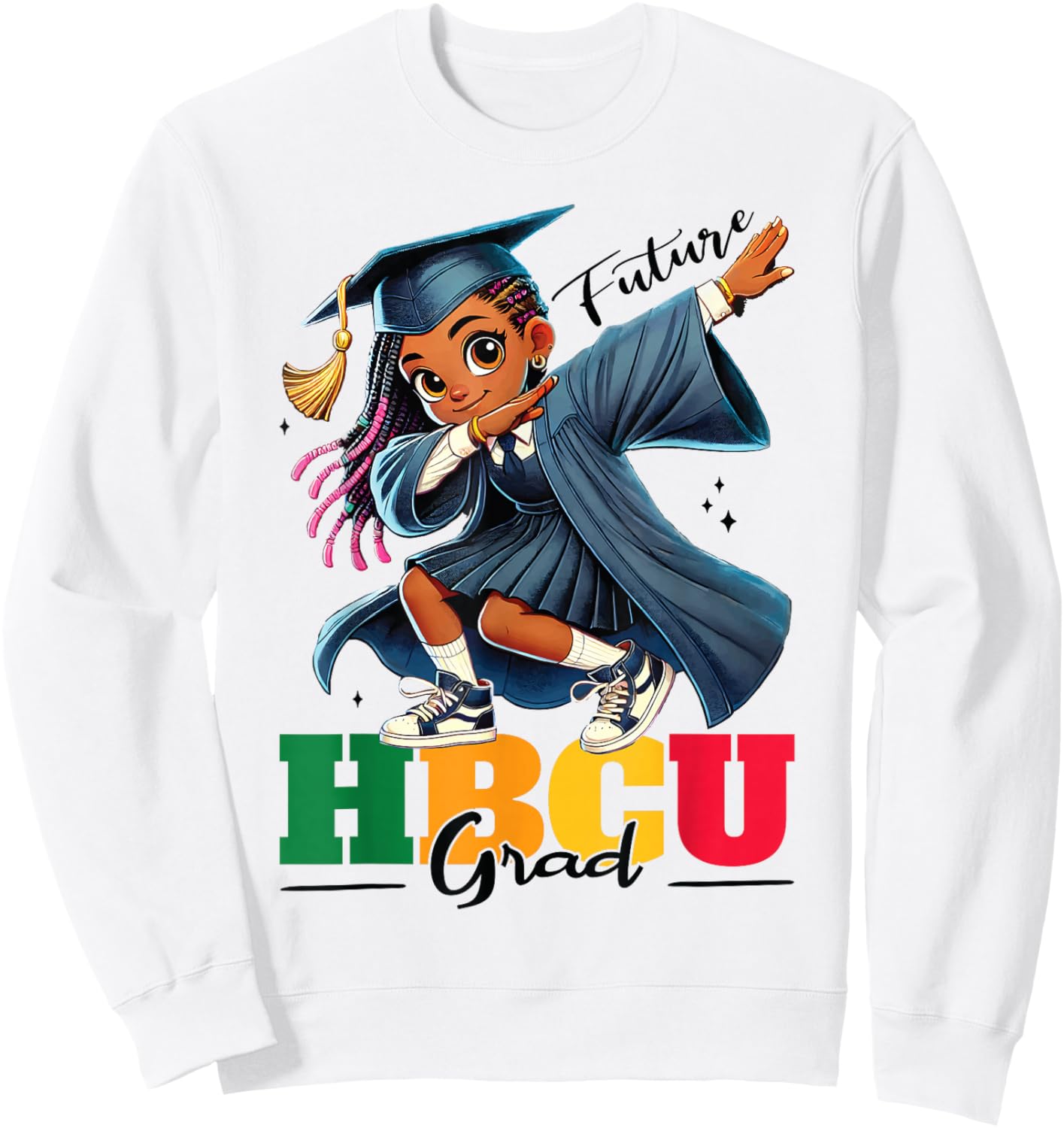 Future HBCU Grad kids Black Girl Afro Black History Month Sweatshirt - Sweatshirt | White