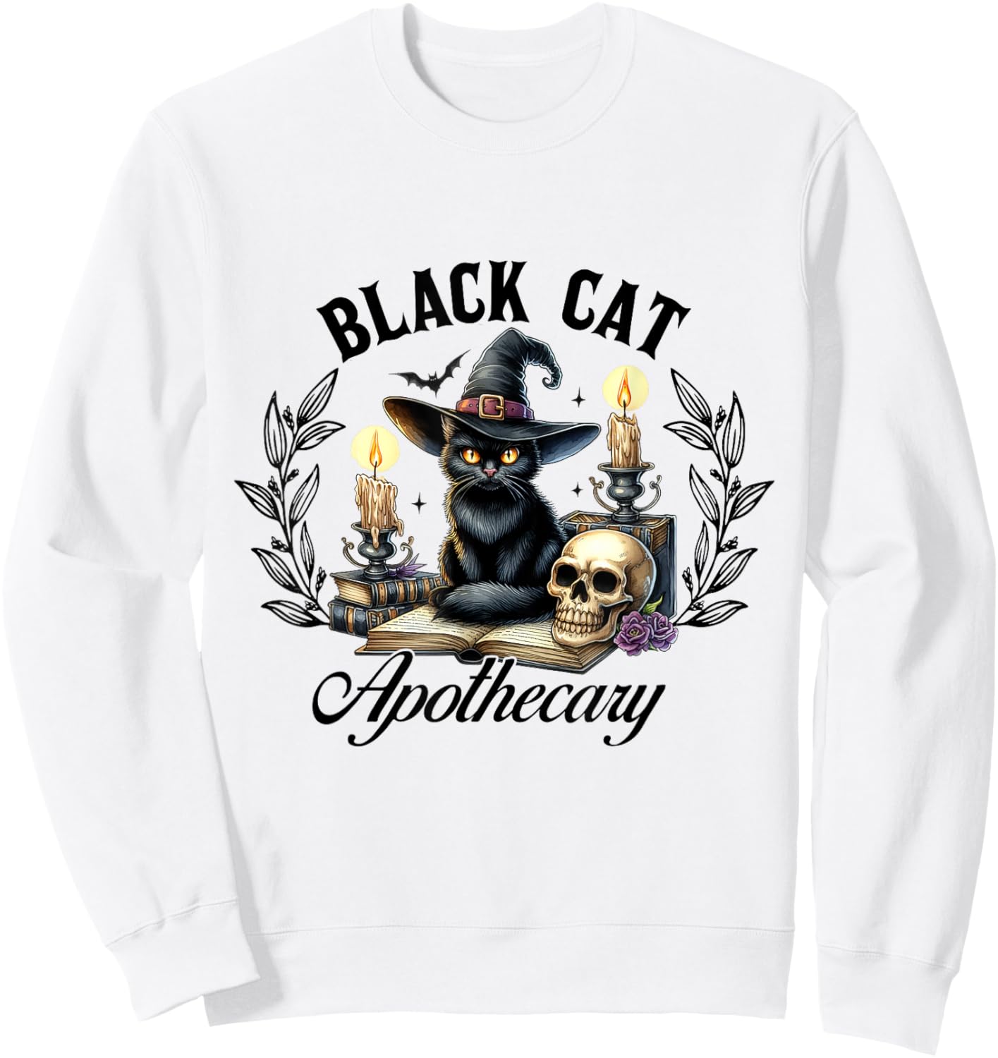 Black Cat Apothecary Funny Halloween Witchy Women Pet Love Sweatshirt - Sweatshirt | White