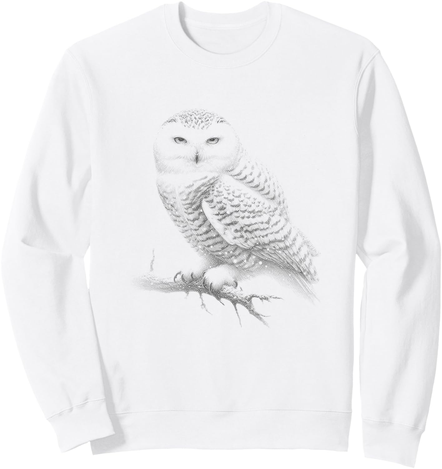 Vintage Snowy Owl Drawing Art Design Sweatshirt - Sweatshirt | White