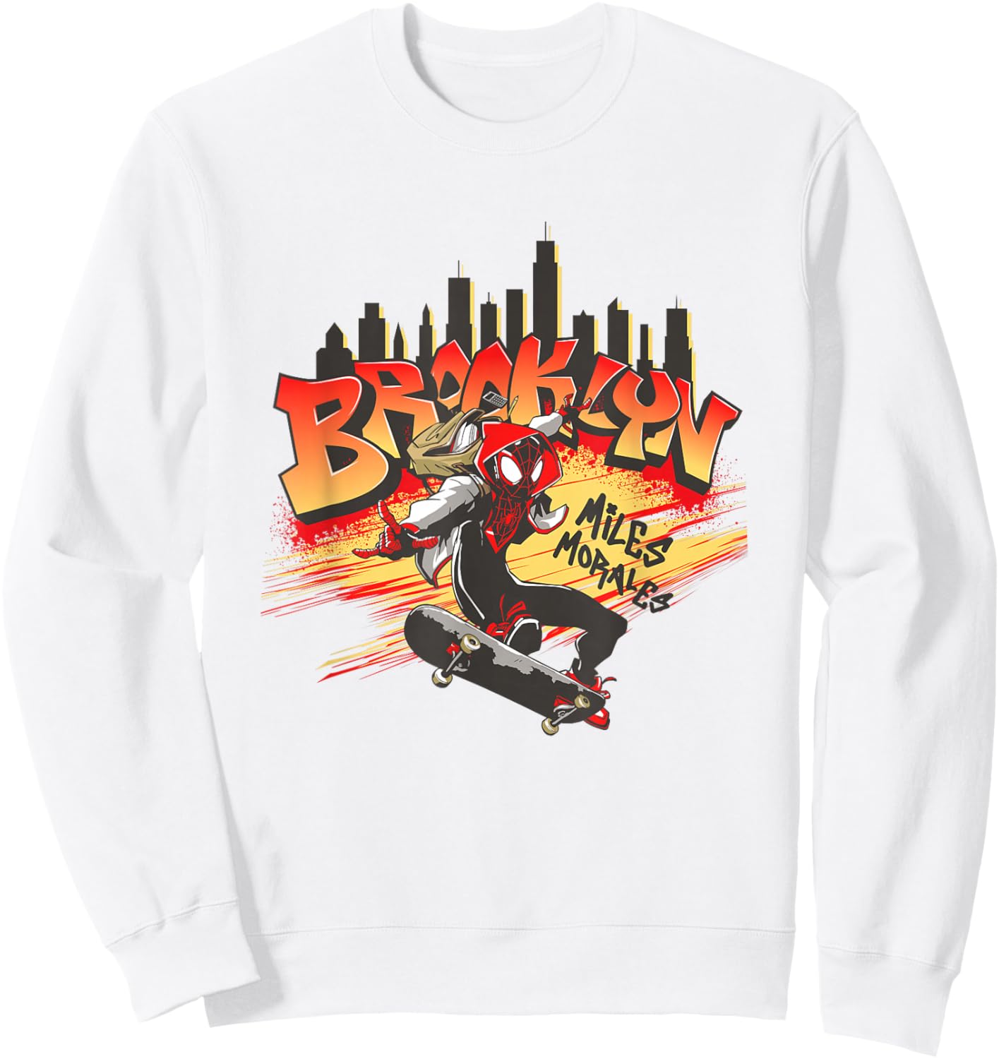 Marvel Comics Spider-Man Miles Morales Brooklyn Skate Sweatshirt - Sweatshirt | White