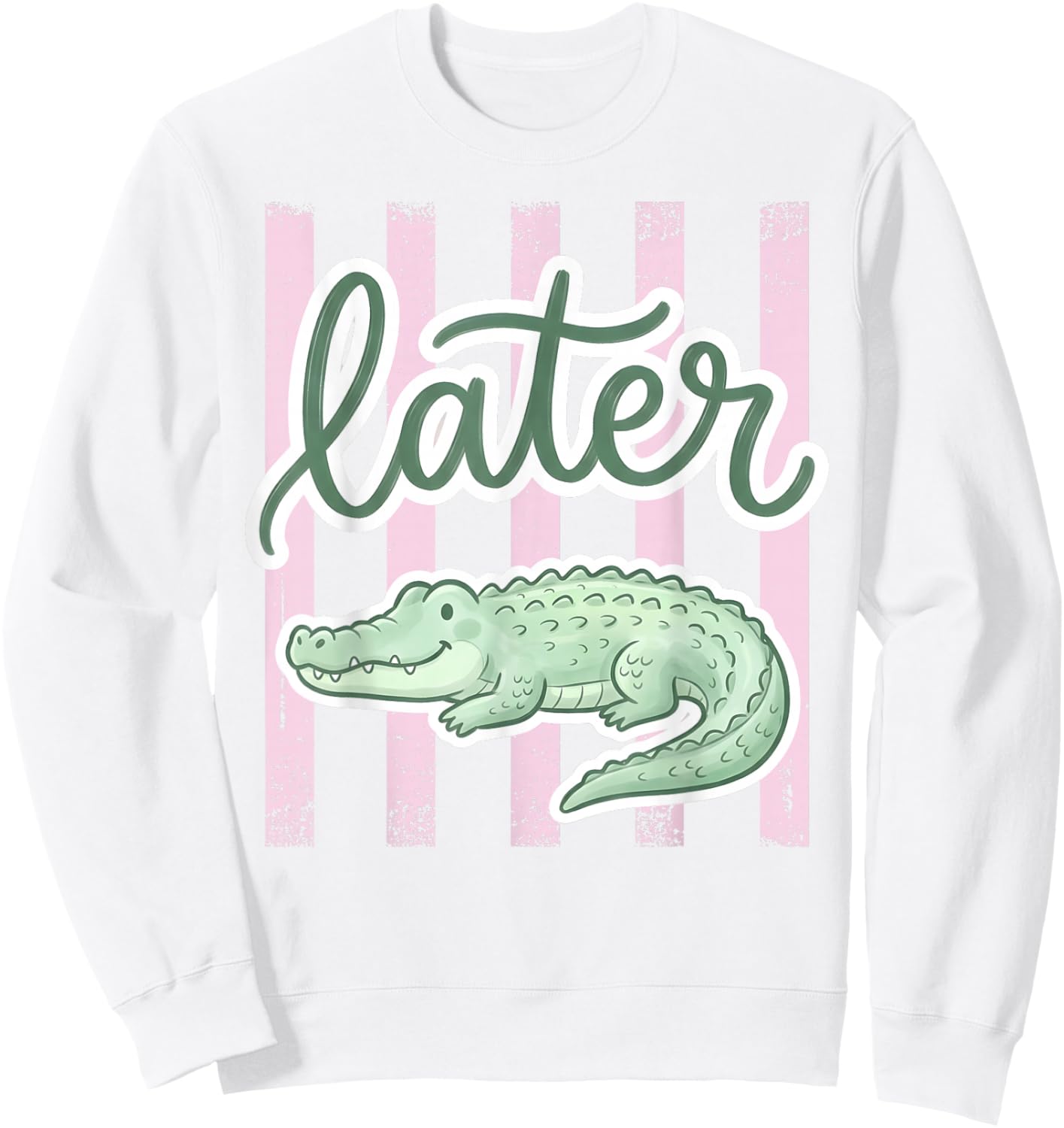 Preppy Later Gator Cute Crocodile Graphic Last Day of School Sweatshirt - Sweatshirt | White