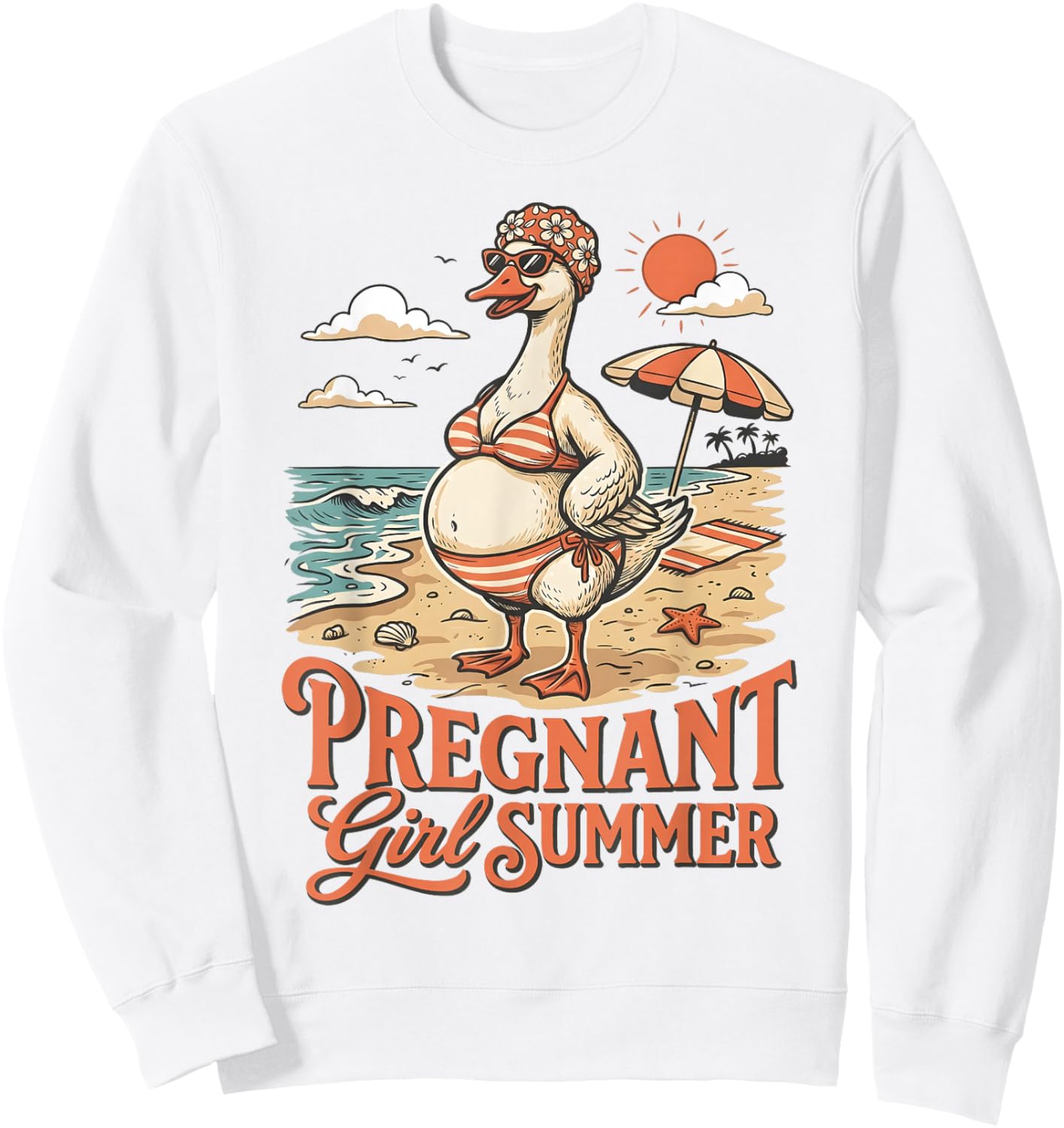 Funny Goose Pregnancy Baby Announcement Pregnant Girl Summer Sweatshirt - Sweatshirt | White