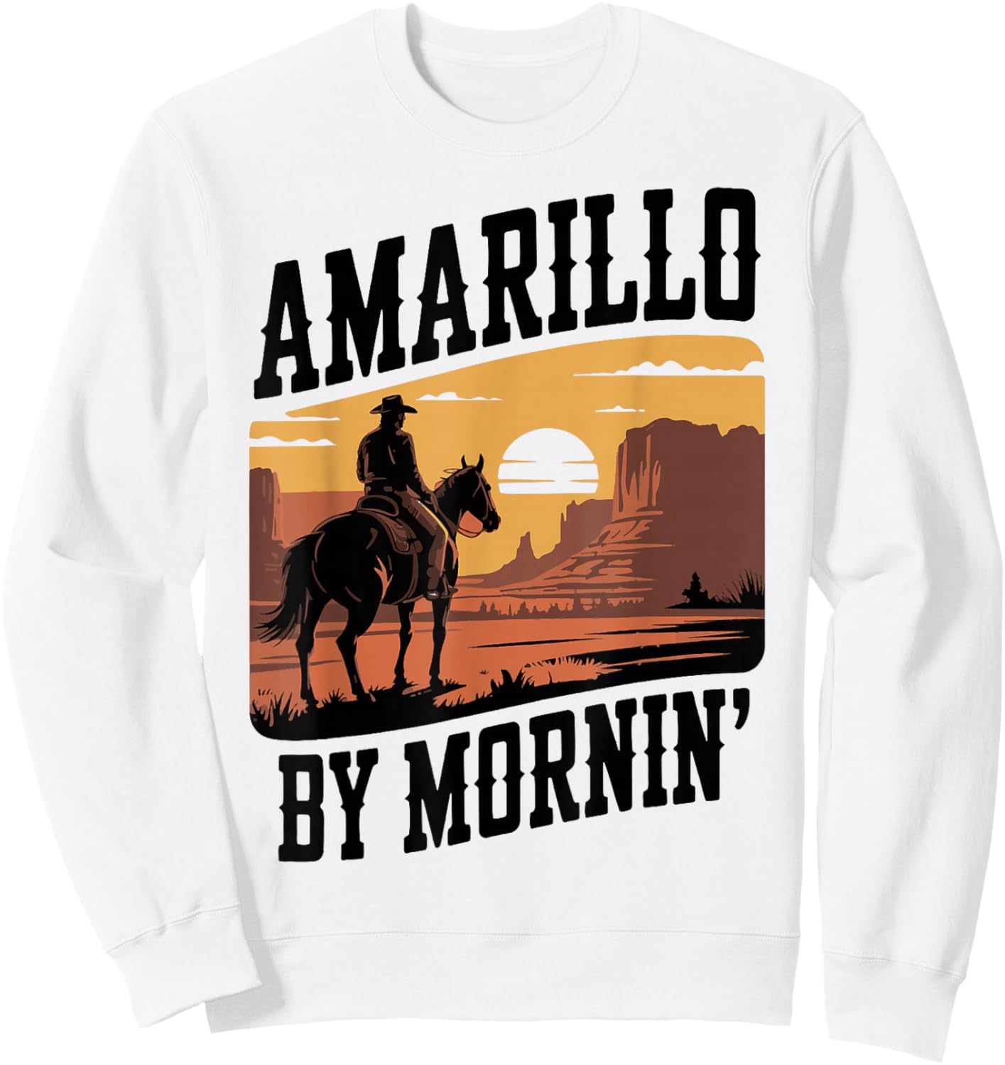 Amarillo by Mornin Folk Style Western Country Music Sweatshirt - Sweatshirt | White