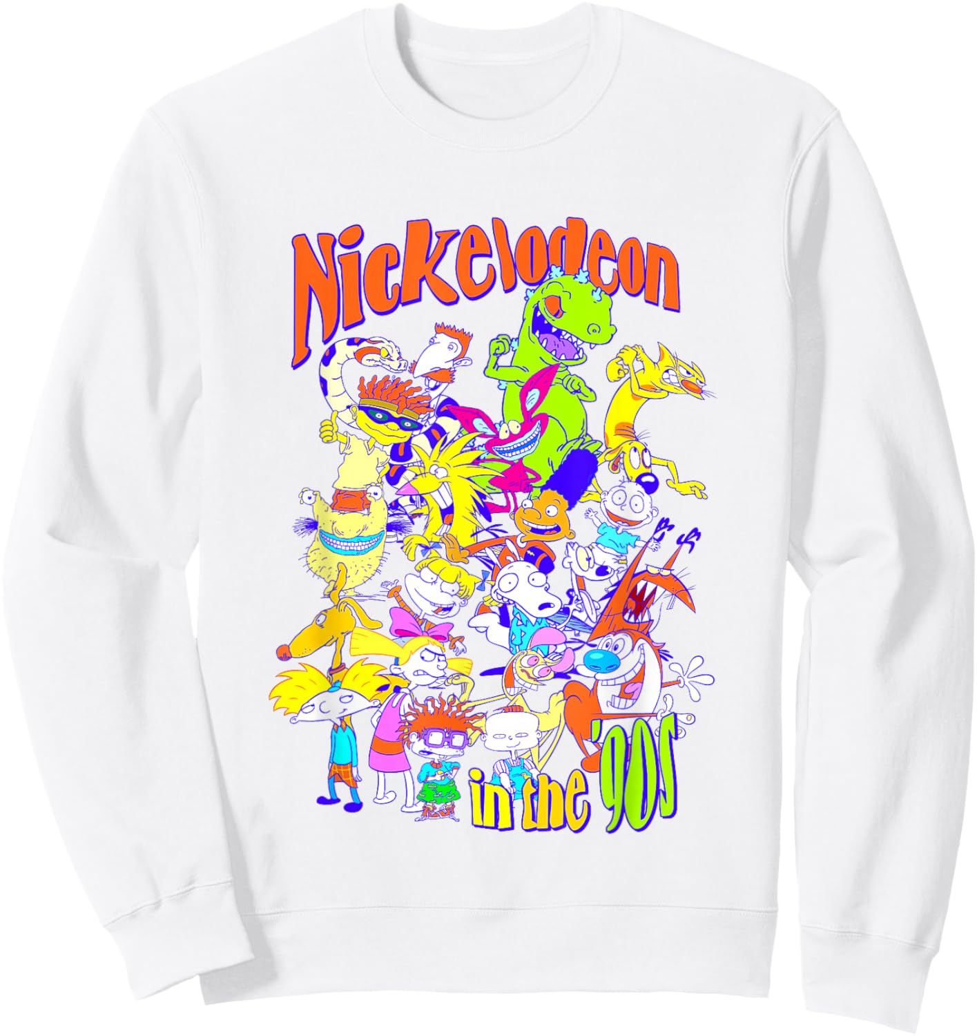 Nickelodeon Made In The 90's Multi Franchise Color Crew Sweatshirt - Sweatshirt | White