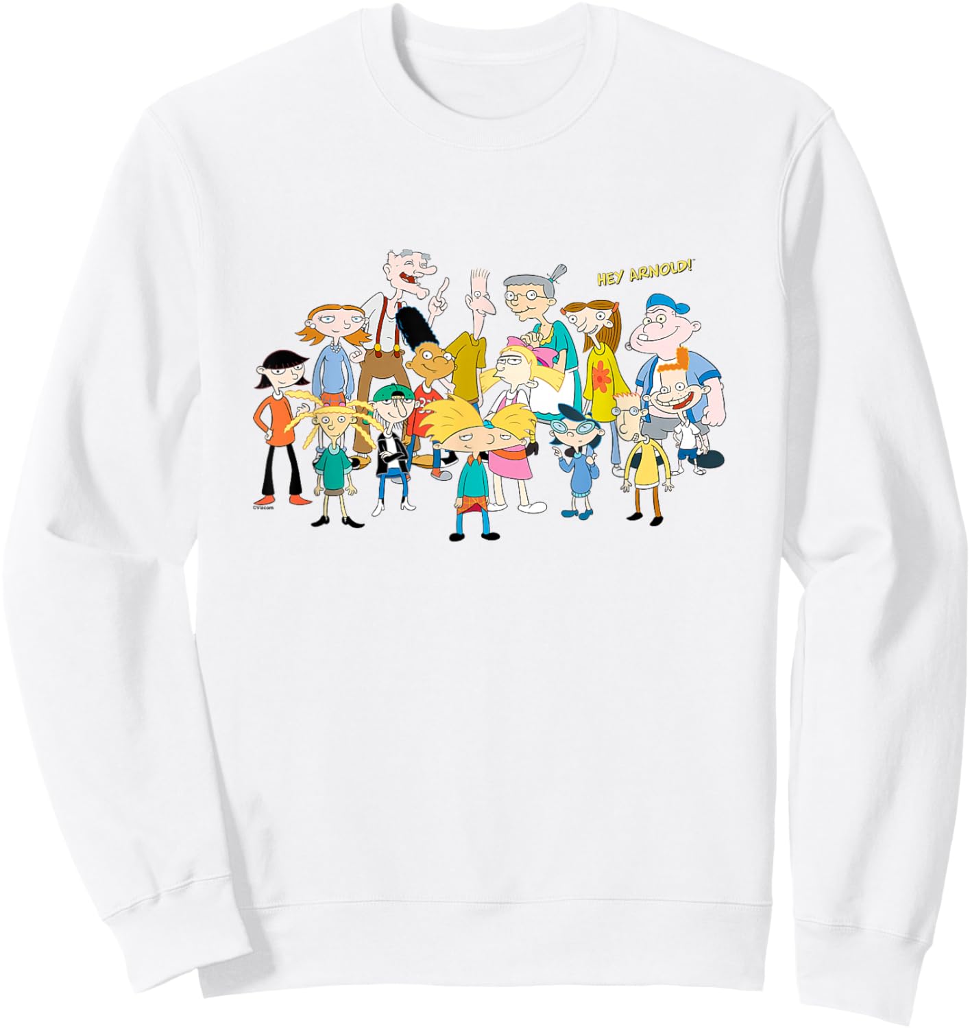 Hey Arnold! Iconic Characters Group Shot Big Chest Logo Sweatshirt - Sweatshirt | White