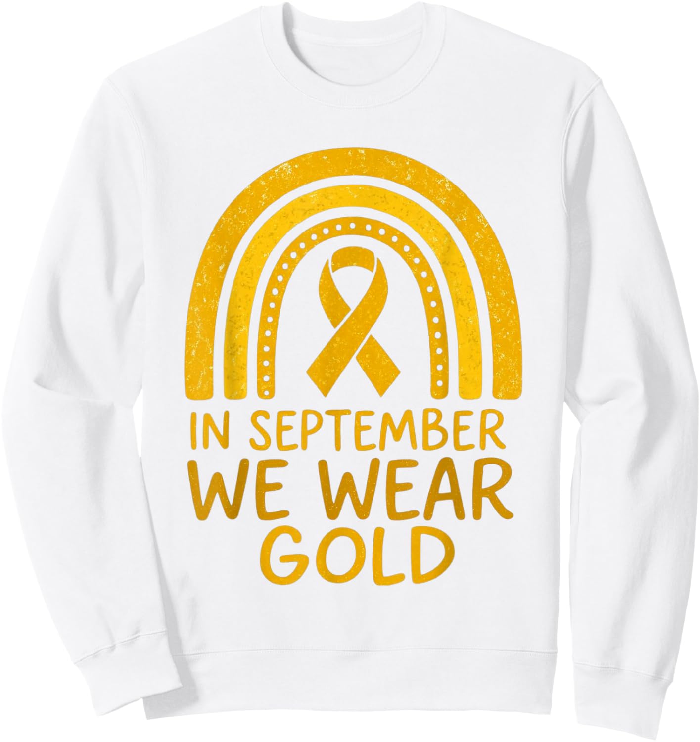 in September We Wear Gold Childhood Cancer Awareness Kids Sweatshirt - Sweatshirt | White
