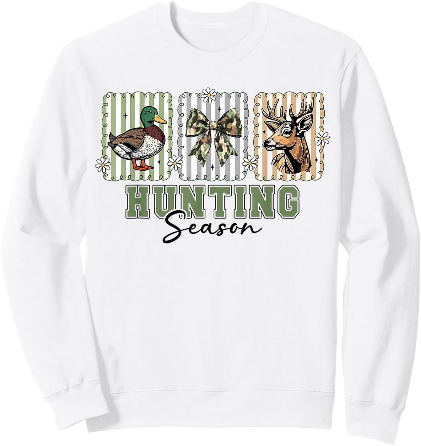 Camo Coquette Bow Deer Duck Hunting Season Women Girls Kids Sweatshirt - Sweatshirt | White