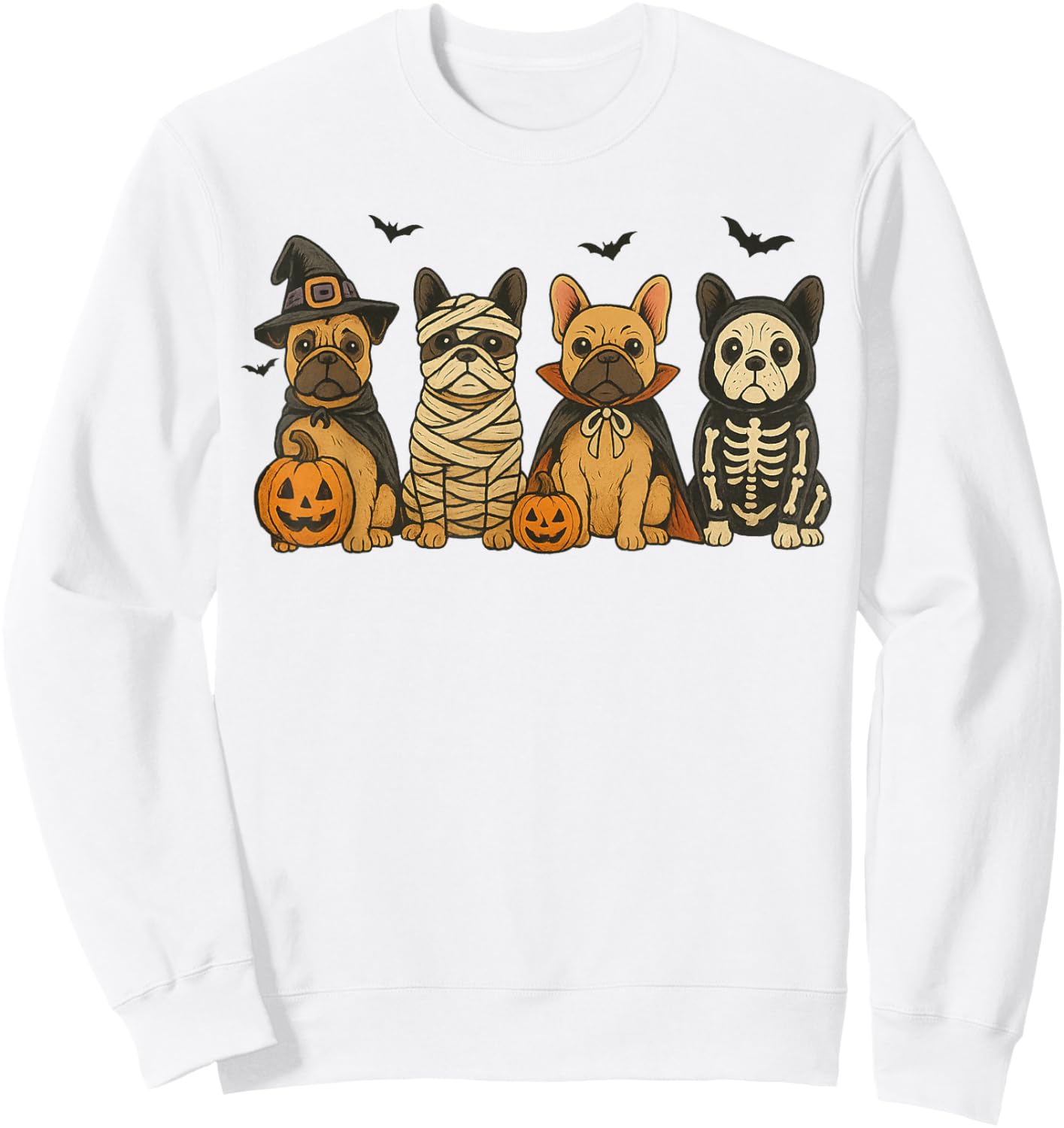 Cute French Bulldog Halloween Costume Frenchie Dog Ghost Sweatshirt - Sweatshirt | White