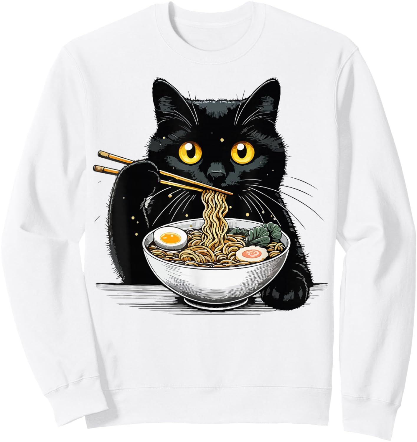 Funny Cat eating Ramen Sweatshirt - Sweatshirt | White