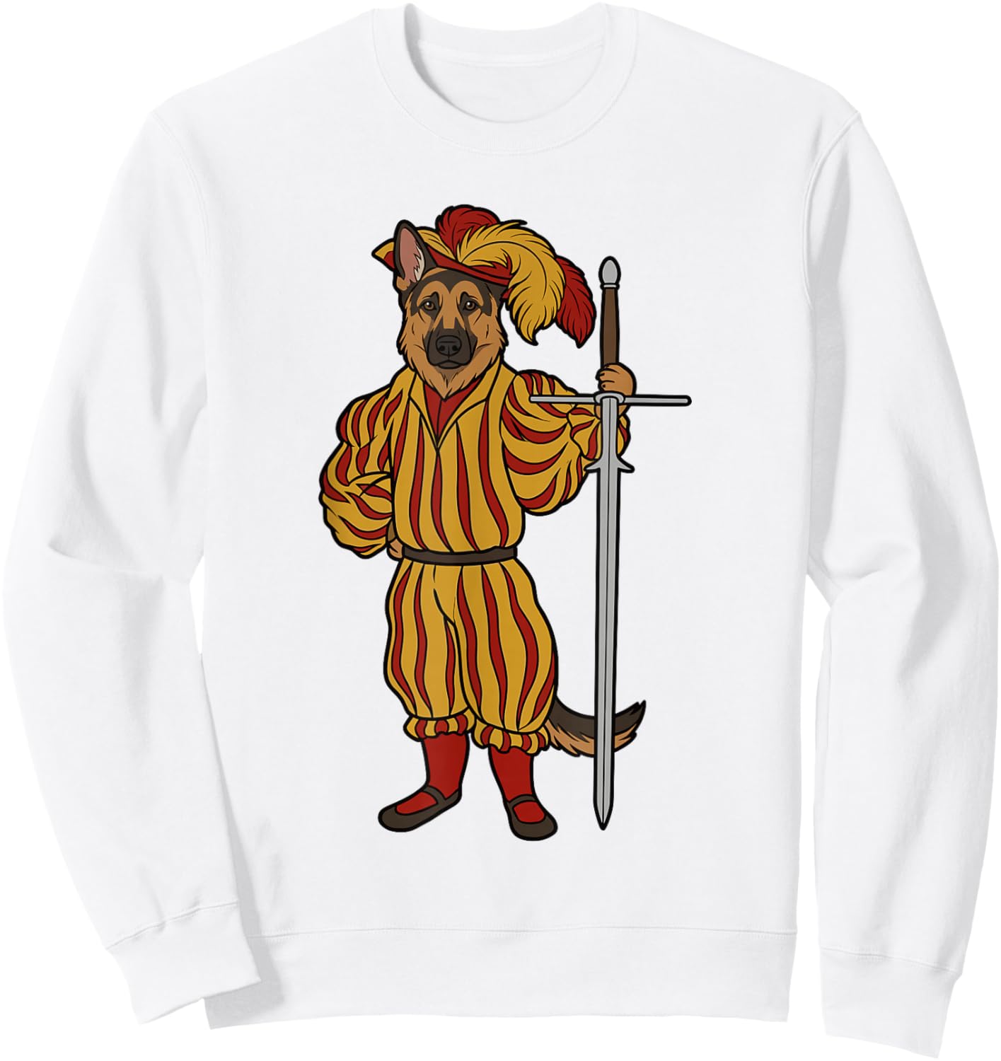 Landsknecht German Shepherd Dog Historical Fencing Guard Sweatshirt - Sweatshirt | White