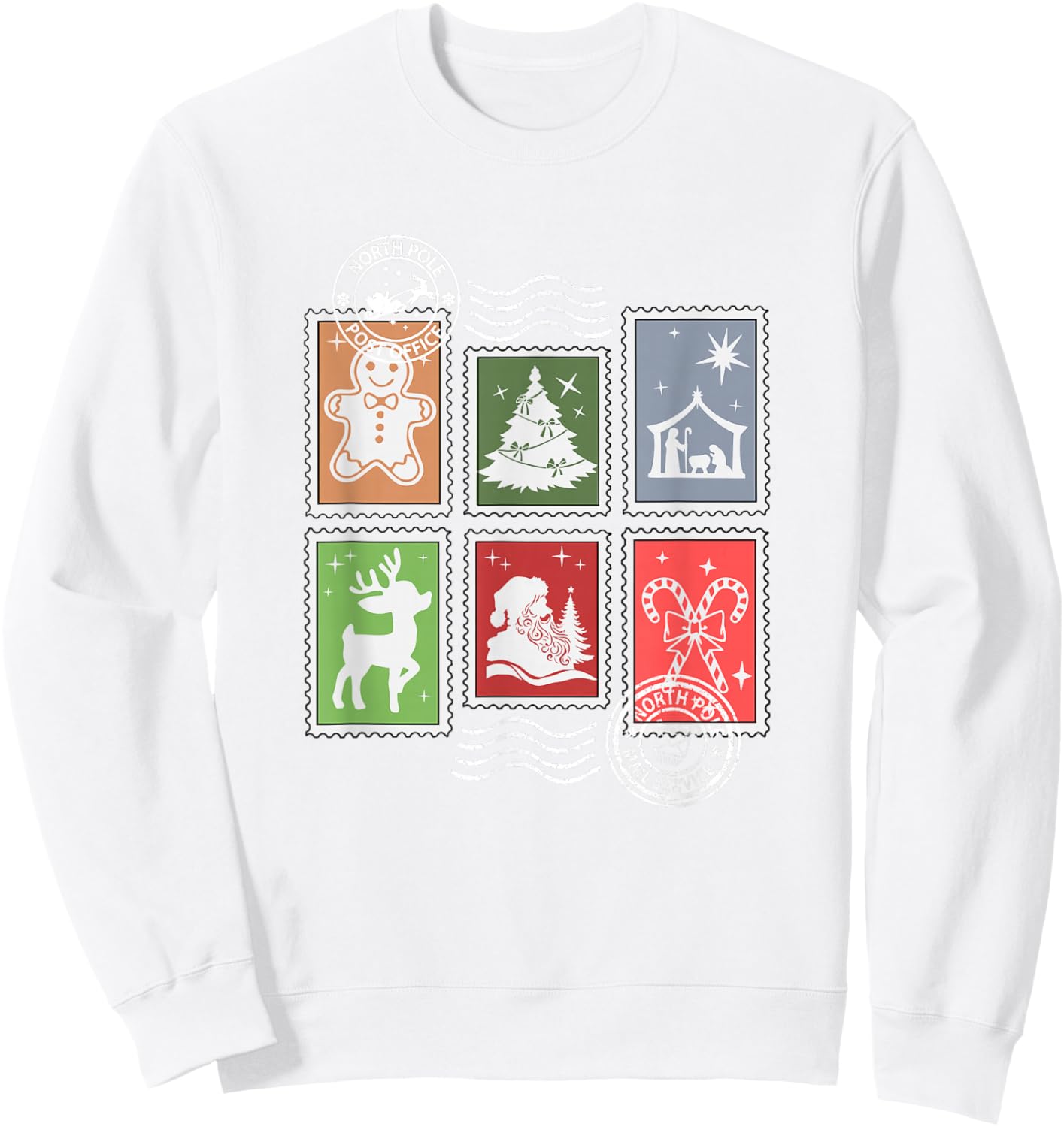 Classic Postage Stamps Christmas Mail Sweatshirt - Sweatshirt | White