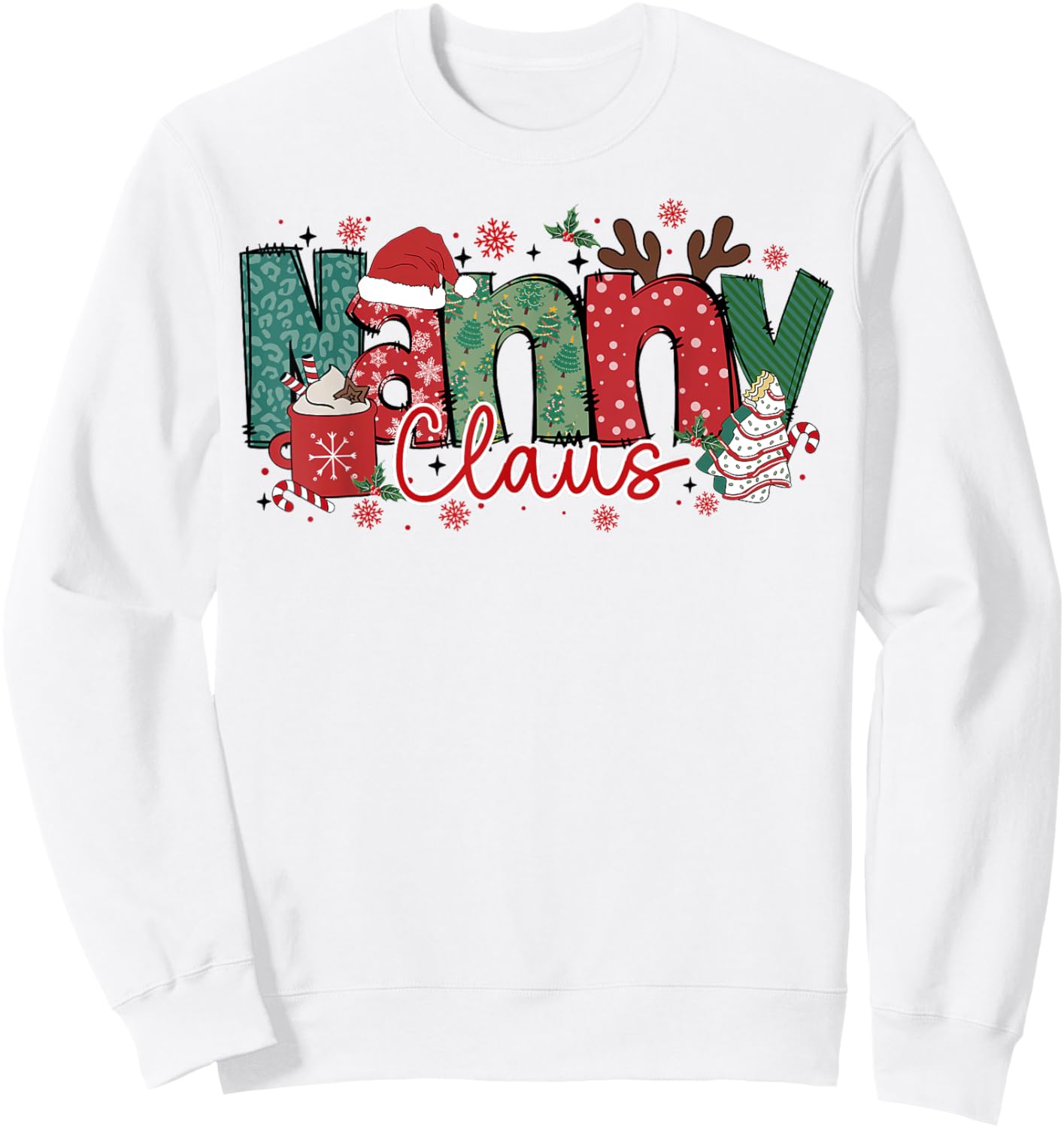 Nanny Claus Christmas Pajama Santa Claus Family Matching Sweatshirt - Sweatshirt | White