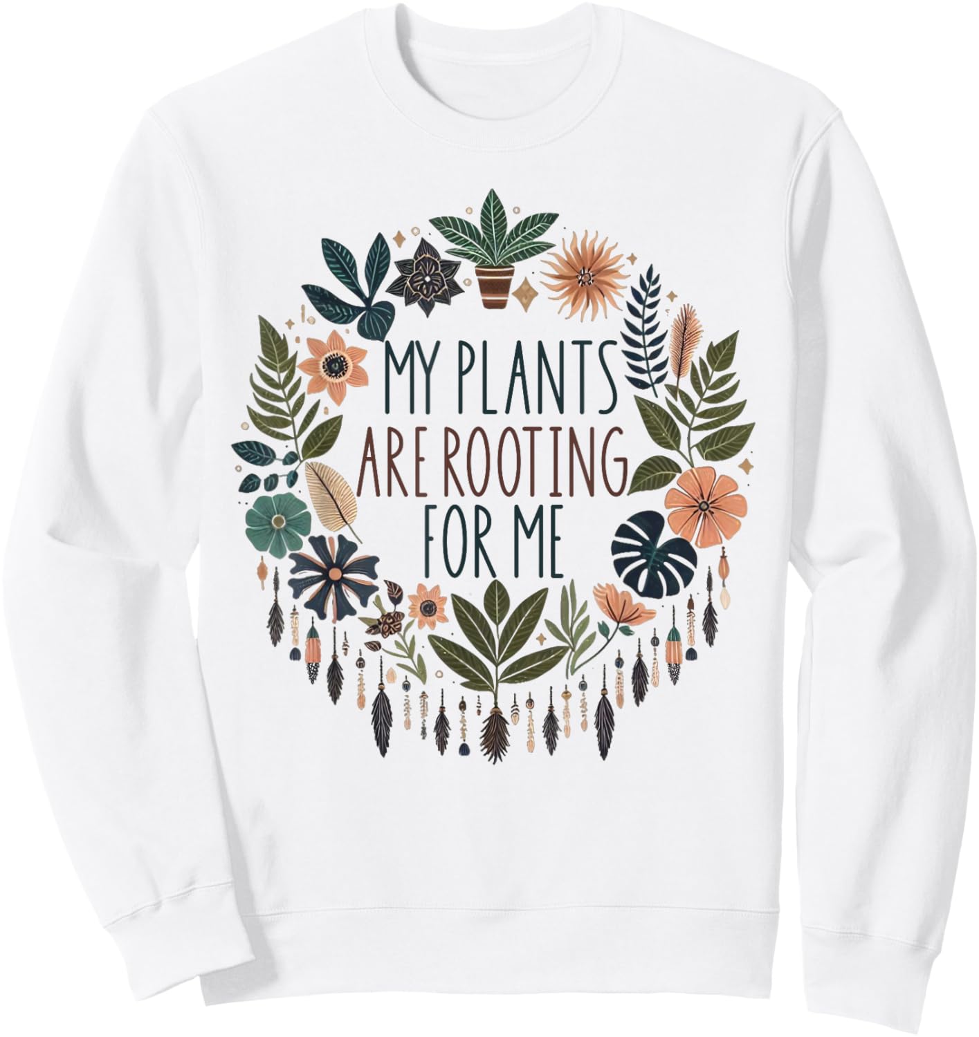 Retro Vintage My Plants Are Rooting For Me Plant Lover Funny Sweatshirt - Sweatshirt | White