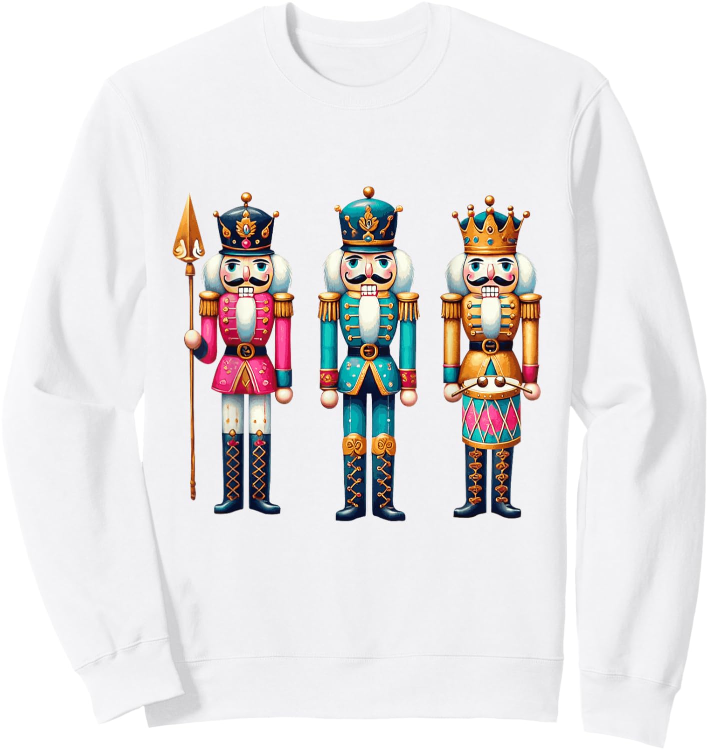 Nutcracker Squad Holiday Christmas Xmas Pajamas Women Kids Sweatshirt - Sweatshirt | White