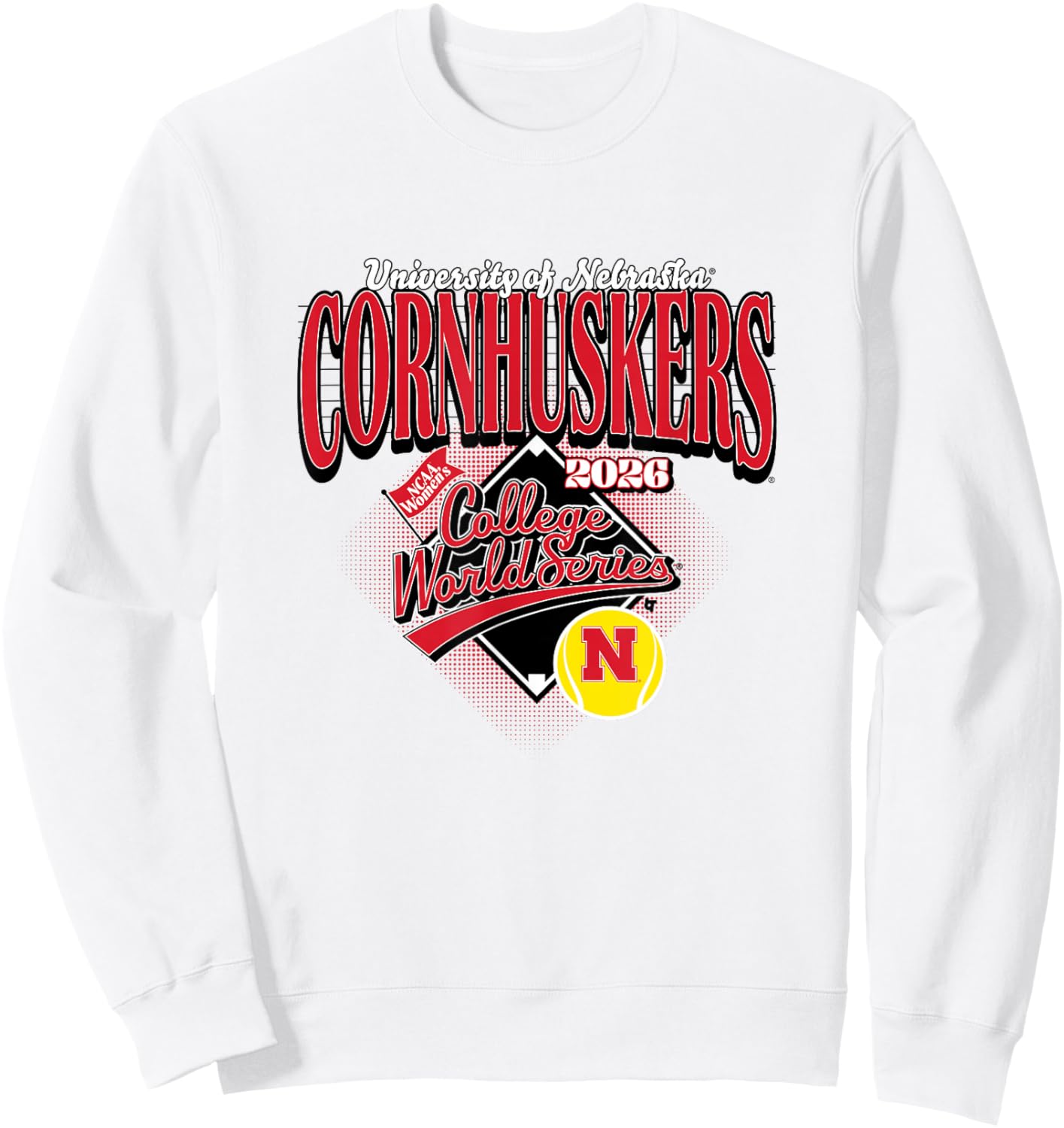 2026 Women's College World Series - Nebraska Softball Sweatshirt - Sweatshirt | White
