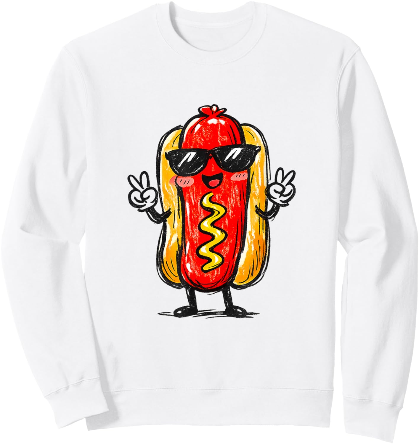 Hotdog Kawaii Sketch Hot Dogs Lover Food Teen Toddler Kid Sweatshirt - Sweatshirt | White