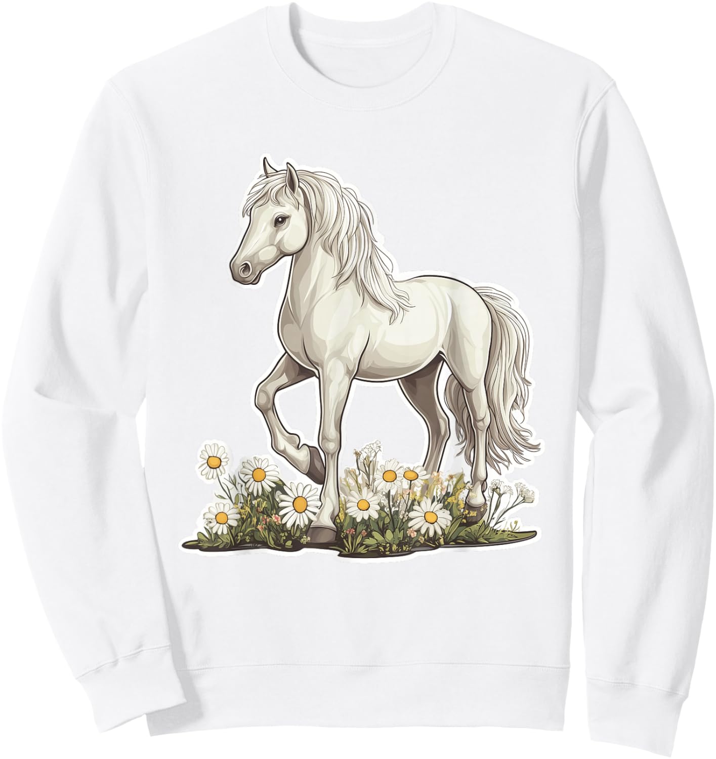 Cheval avec des Fleurs Chevaux Filles Sweatshirt - Sweatshirt | White