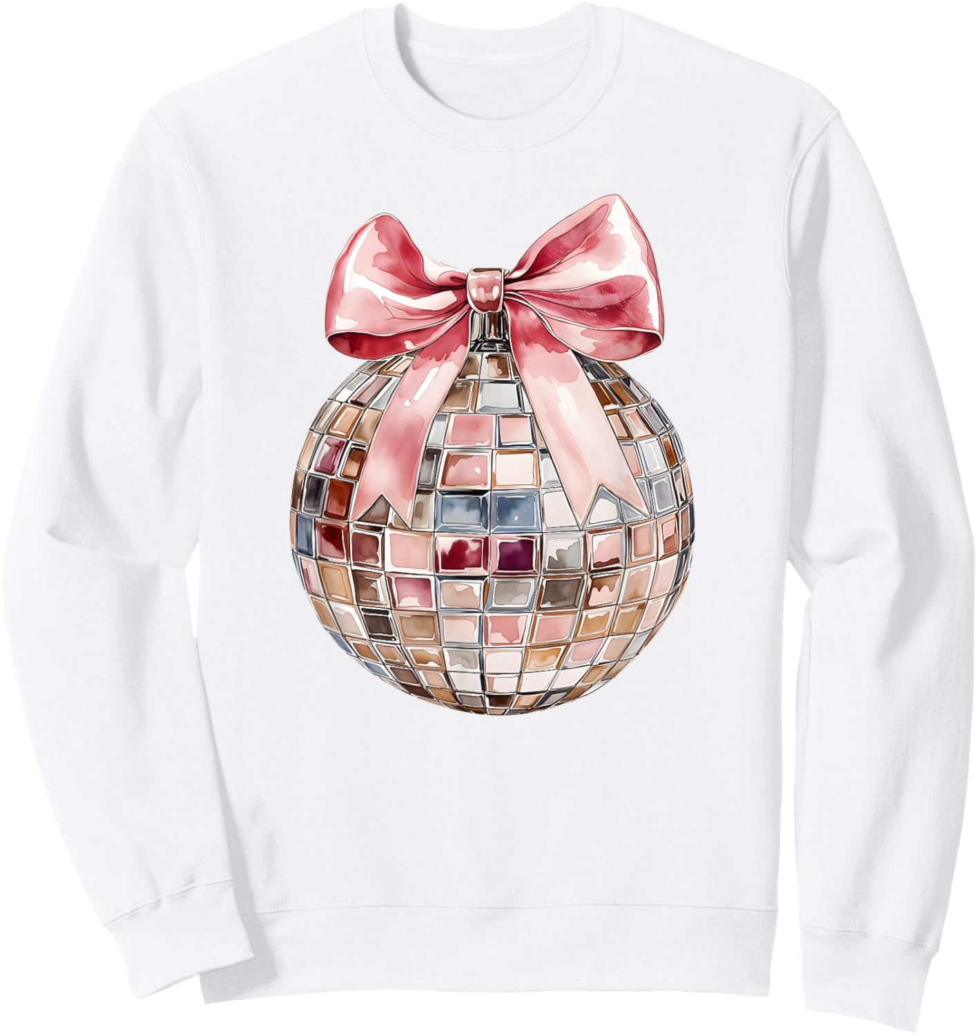Retro Disco Ball Coquette Happy New Years 2025 Women Kids Sweatshirt - Sweatshirt | White