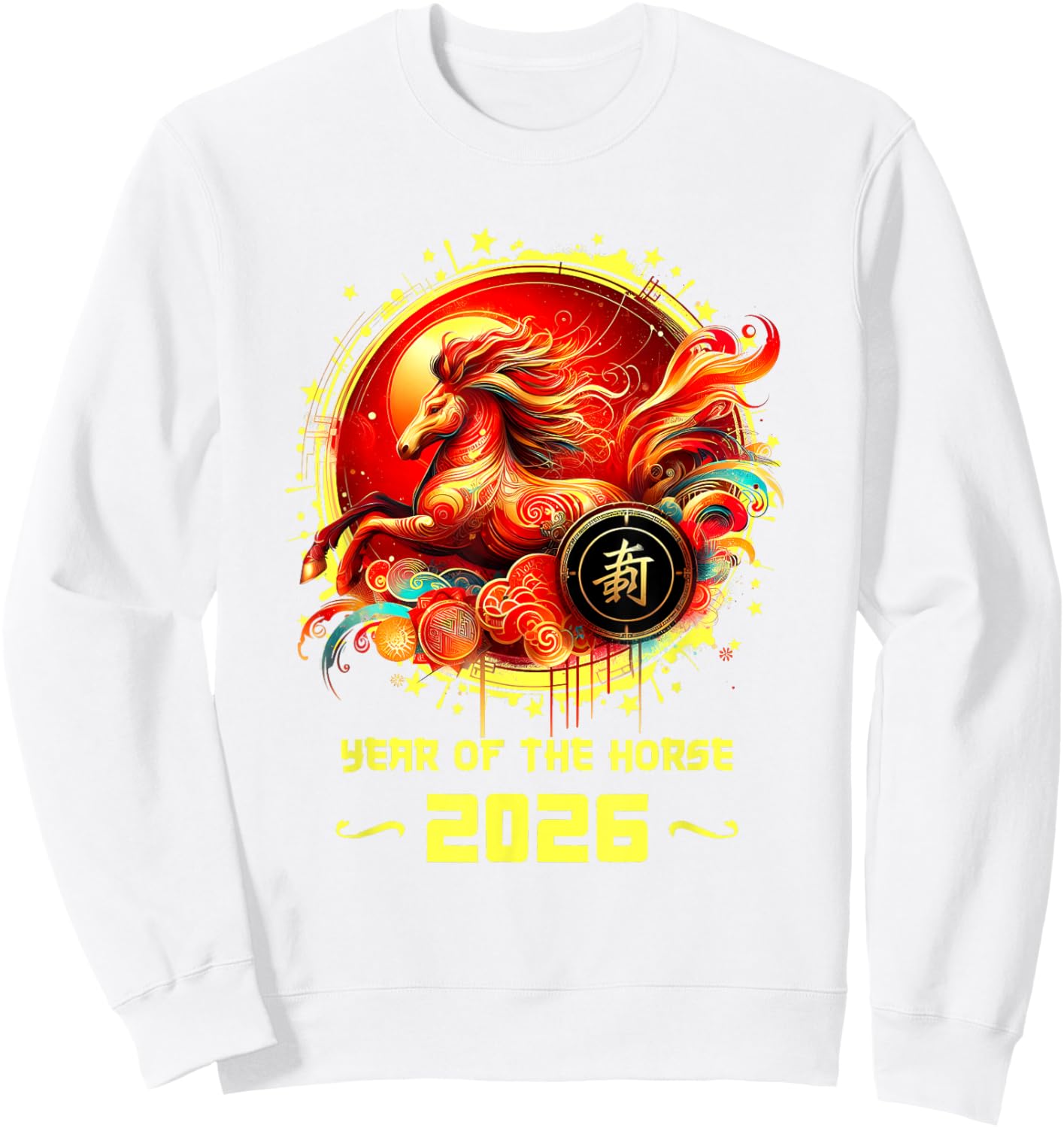 Chinese New Year 2026 Horse Happy Chinese New Year 2026 Sweatshirt - Sweatshirt | White