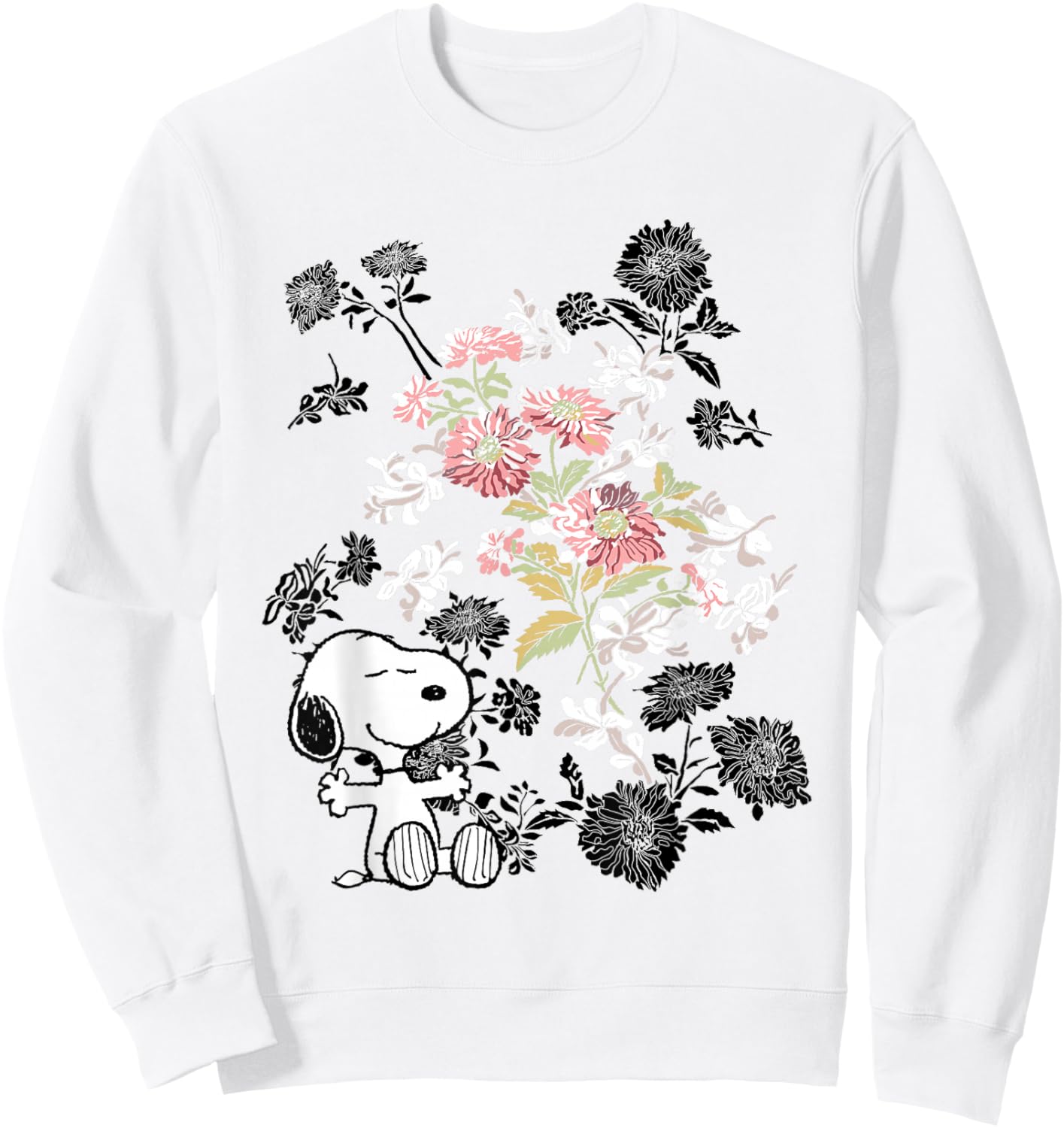 Peanuts Snoopy Flowers Sweatshirt - Sweatshirt | White
