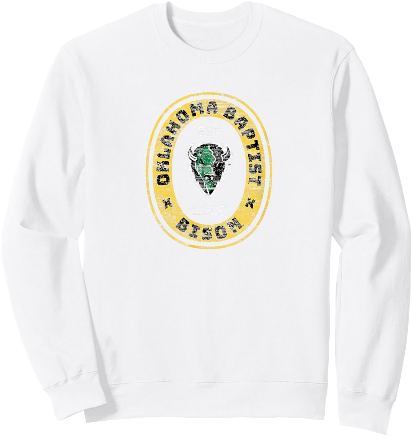 Oklahoma Baptist University OBU Bison Retro Crest Seal Sweatshirt - Sweatshirt | White