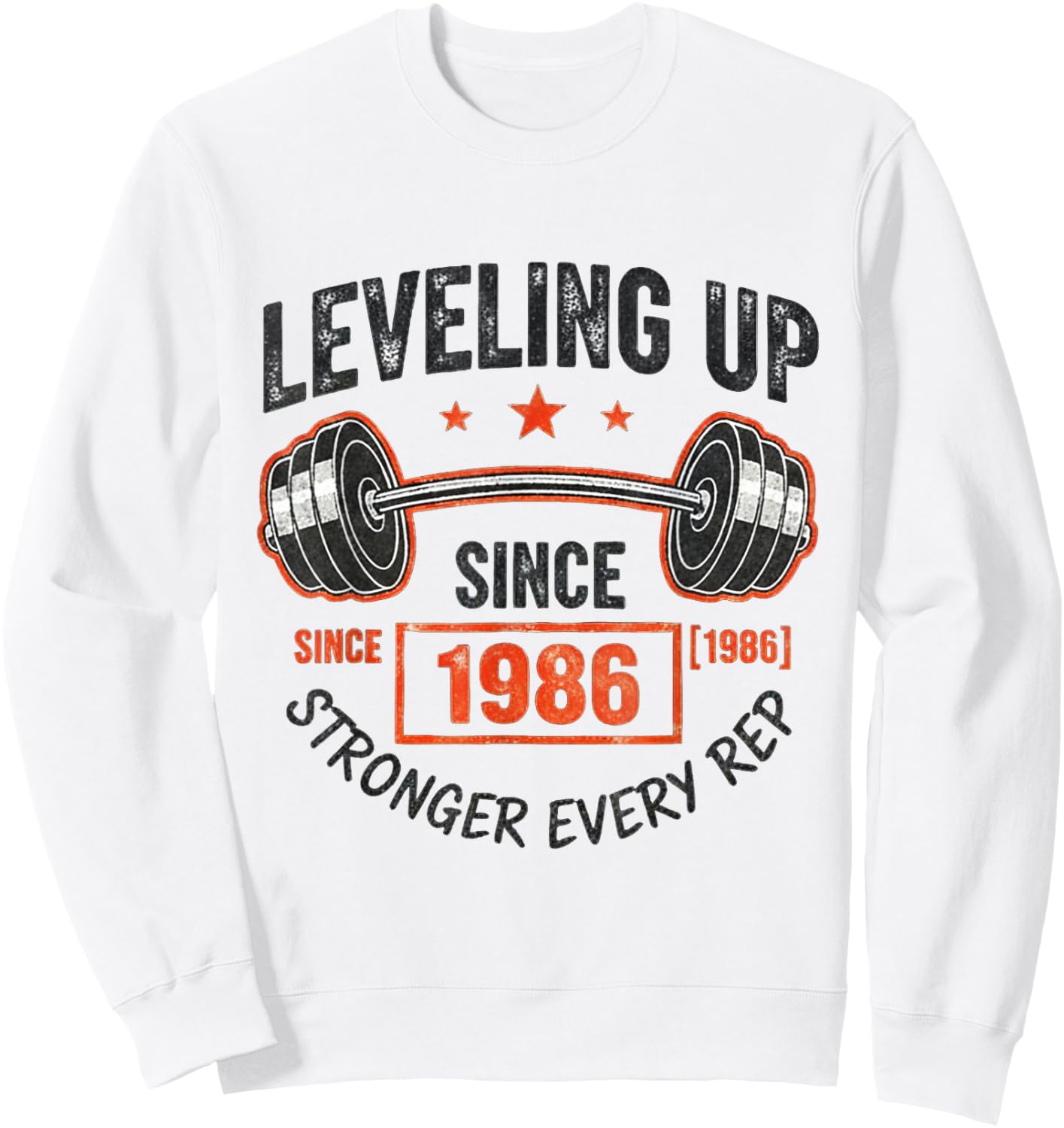 40th Birthday Gym Workout Shirt - Leveling Up Since 1986 Sweatshirt - Sweatshirt | White