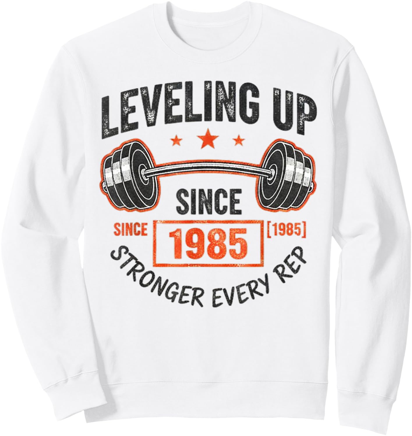 40th Birthday Gym Workout Shirt - Leveling Up Since 1985 Sweatshirt - Sweatshirt | White