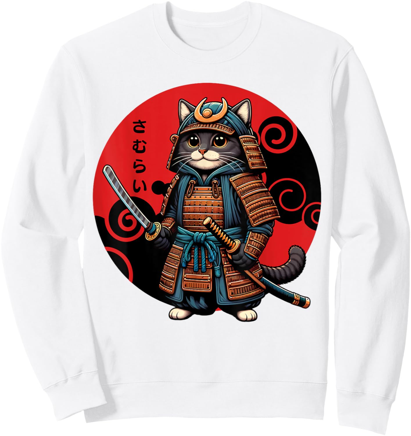 Funny Cute Samurai Cat Japanese Parody Katana Fighter Anime Women Kids Sweatshirt - Sweatshirt | White