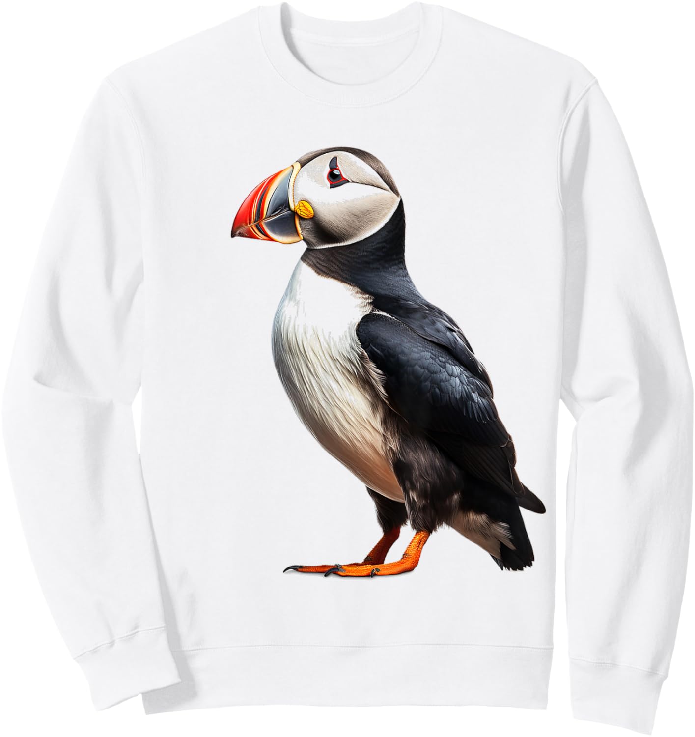 Puffin Animal Nature Motif Drawing Portrait Puffin Sweatshirt - Sweatshirt | White
