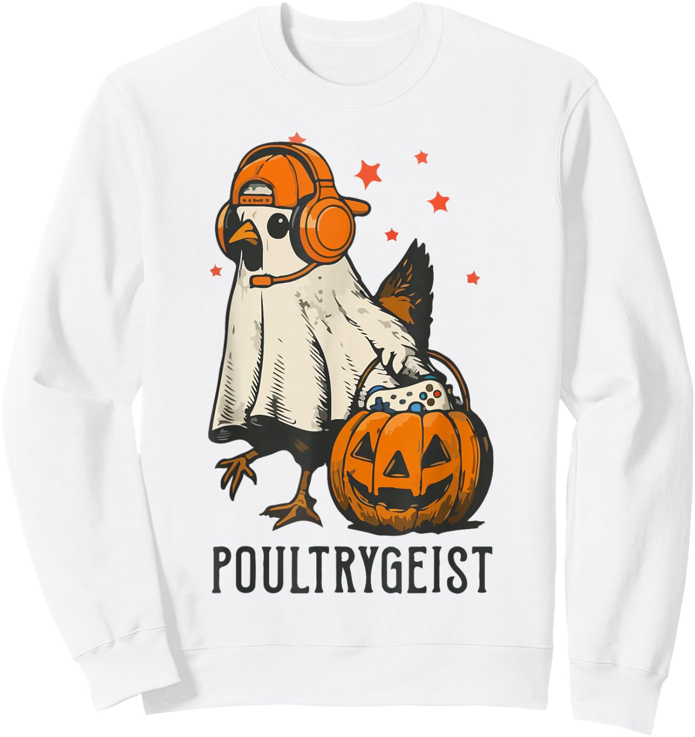 Poultrygeist Gamer Chicken Ghost Fall Spooky Season Costume Sweatshirt - Sweatshirt | White