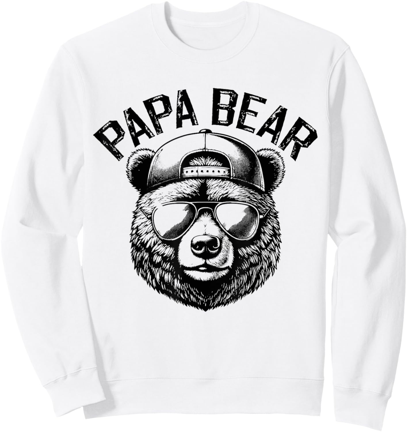 Papa Bear Face Grizzly Fathers Day Bear Lover Sweatshirt - Sweatshirt | White