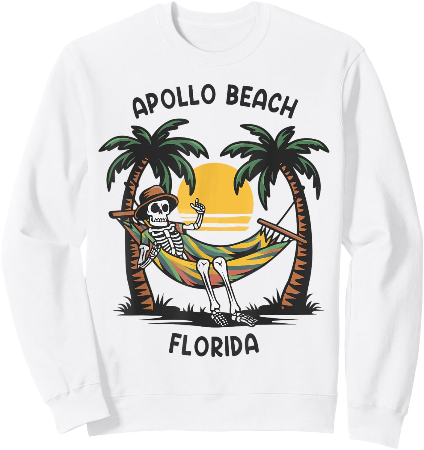 Vintage Apollo Beach Florida Palms FL Sunset Funny Sweatshirt - Sweatshirt | White