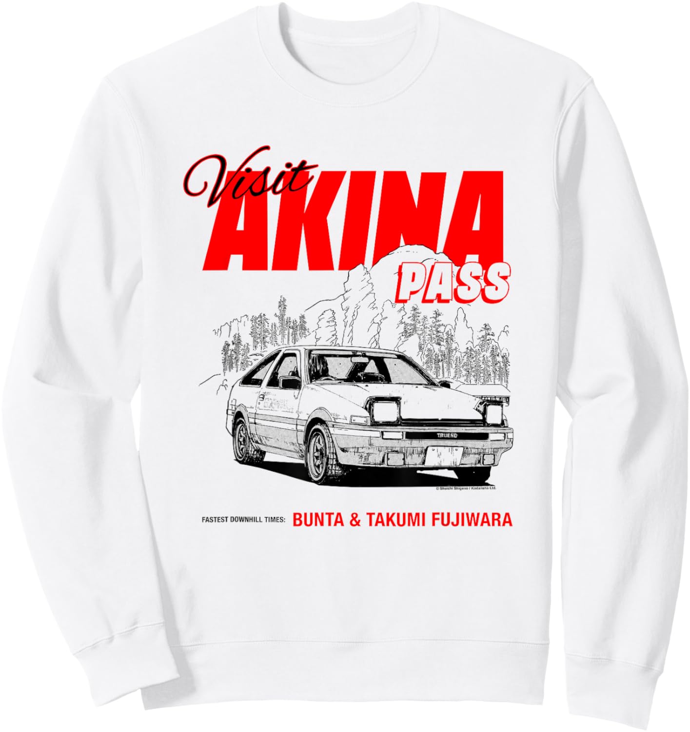 Initial D Visit Akina Pass Illustrated Postcard Racing Manga Sweatshirt - Sweatshirt | White