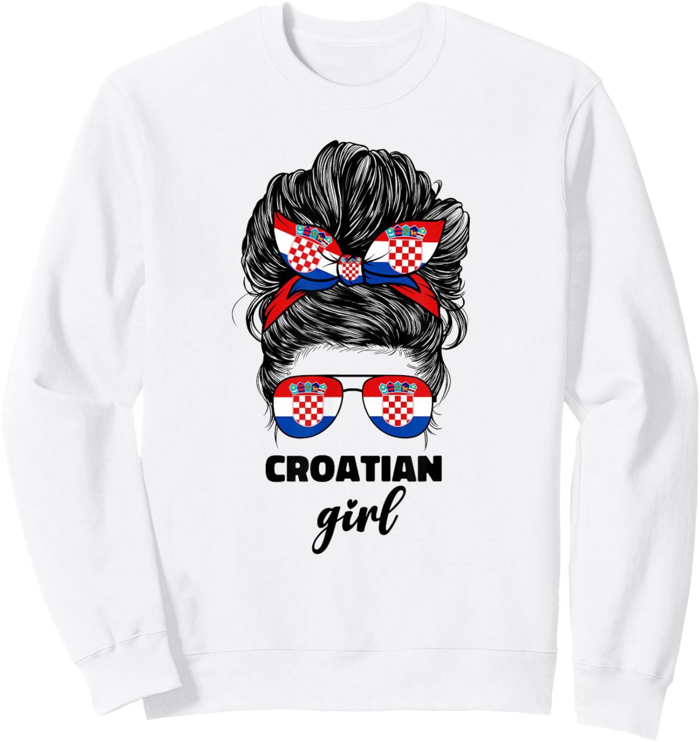 Croatian Girl Hrvatska Croats Croatia Flag Girls Sweatshirt - Sweatshirt | White