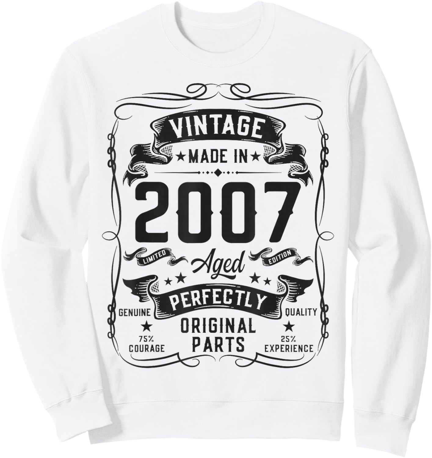 Vintage 2007 19yr 19th Birthday Gifts 19 Years Old Sweatshirt - Sweatshirt | White