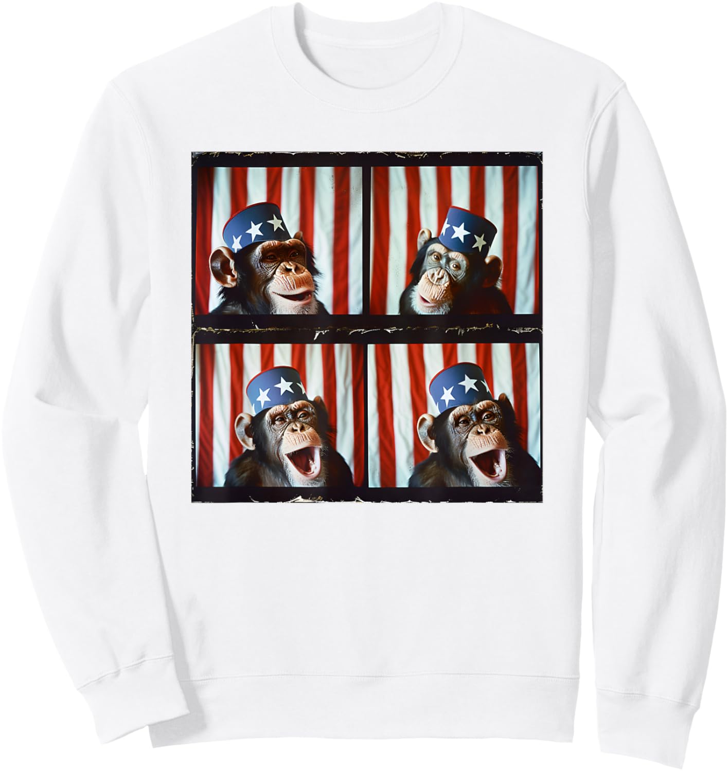 Monkey Patriotic Animal American Flag 4th Of July Monkey Kids Men Sweatshirt - Sweatshirt | White