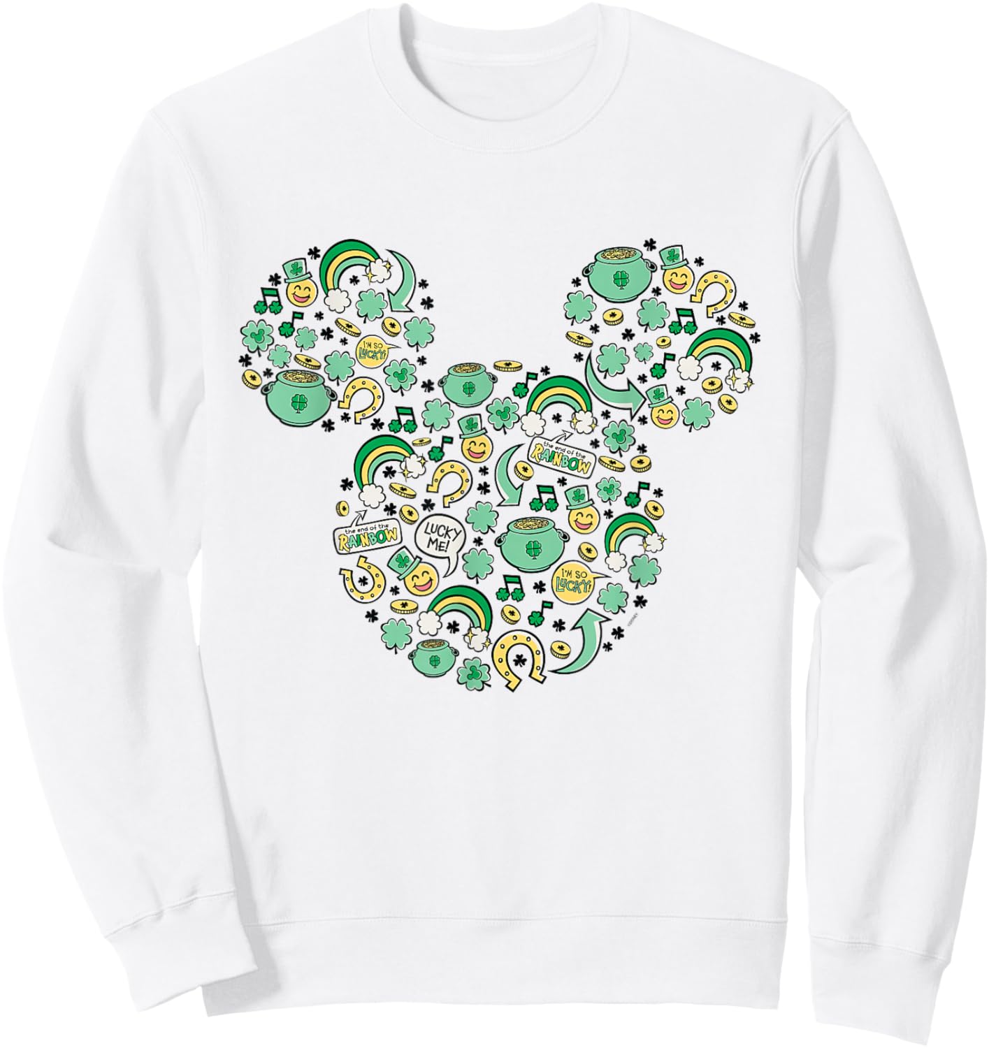Disney Mickey Mouse St. Patrick's Day Lucky Icons Face Shape Sweatshirt - Sweatshirt | White