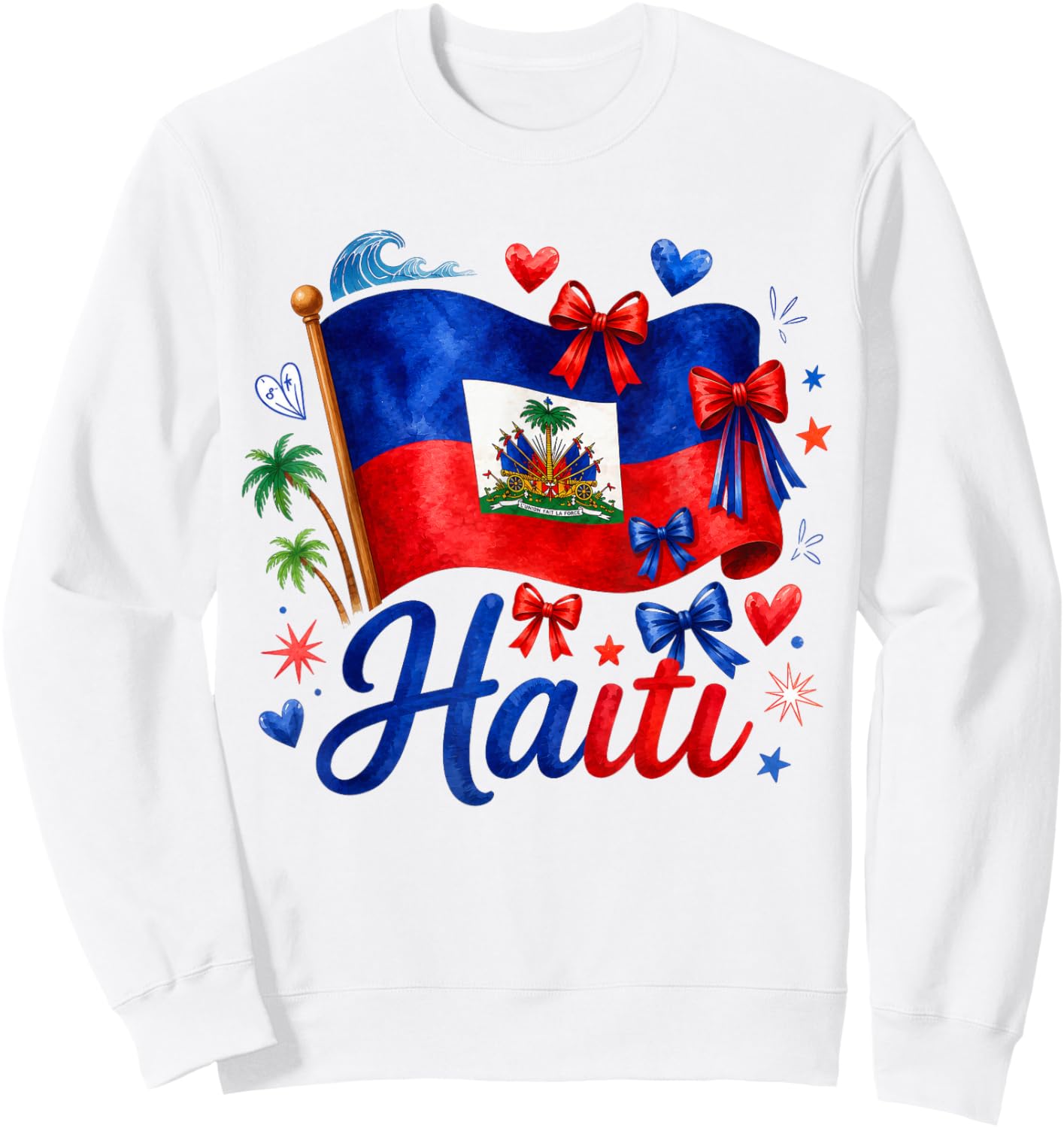 Haiti Haitian Flag Outfits Haiti Flag Day Sweatshirt - Sweatshirt | White