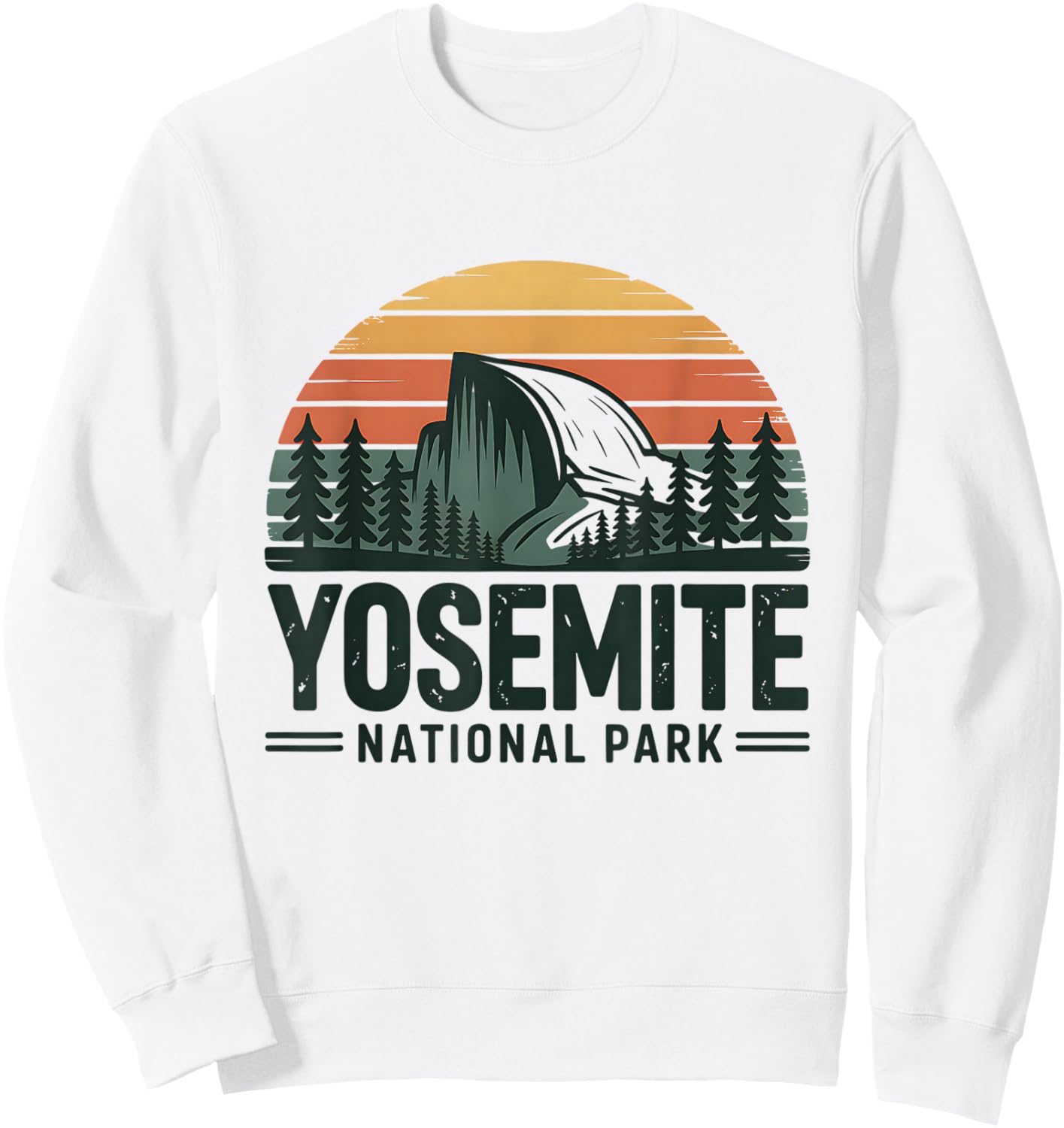 Yosemite National Park Half Dome Retro Sunset Sweatshirt - Sweatshirt | White
