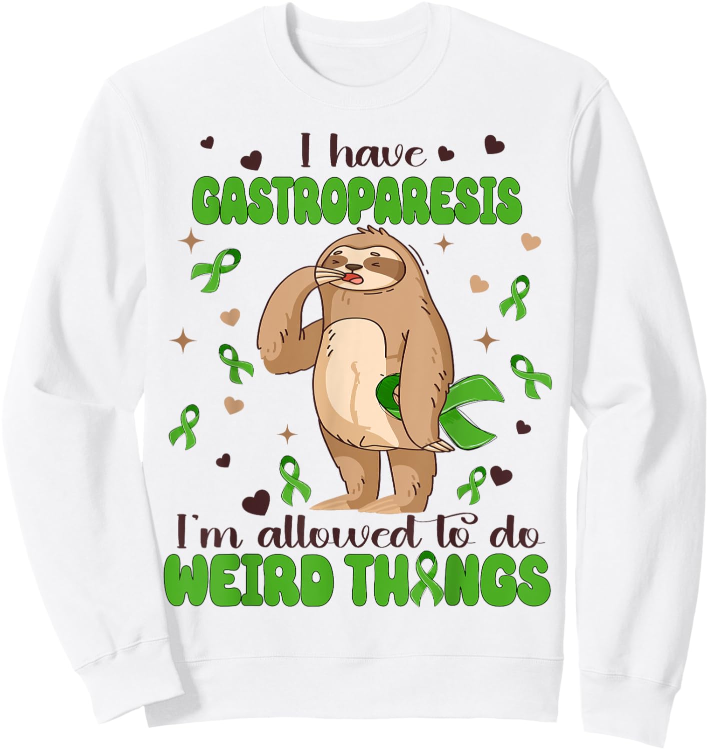 I Have Gastroparesis Tired Sloth Gastroparesis Awareness Sweatshirt - Sweatshirt | White