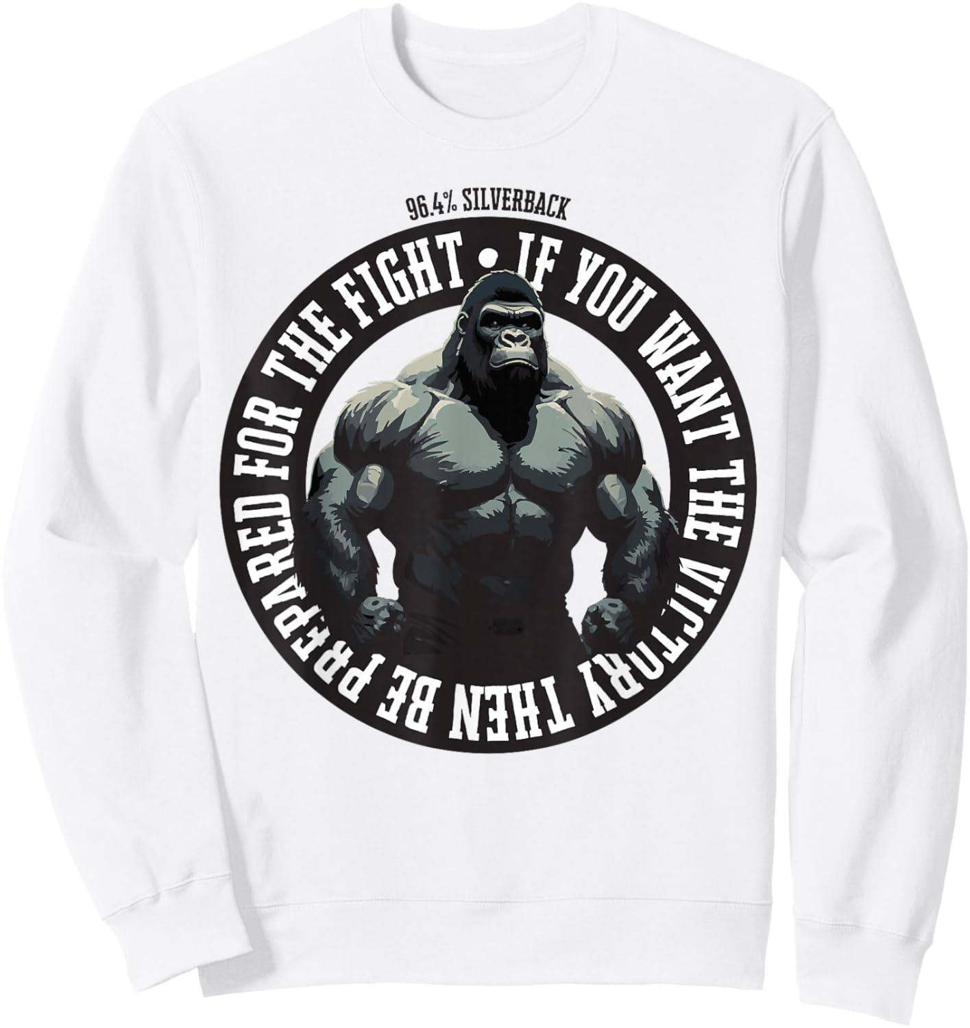 96.4% Silverback Gorilla Gym Apparel Bodybuilding Fight , gray, S Sweatshirt - Sweatshirt | White