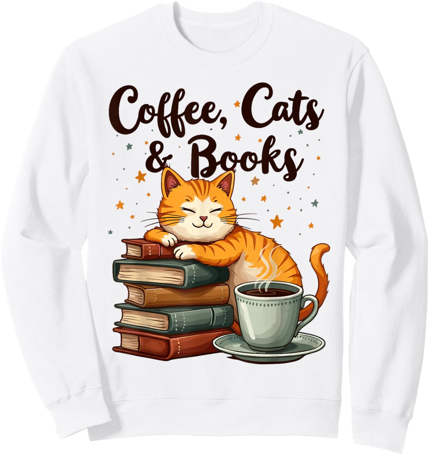 Coffee Cats and Books Lover, für Damen und Mädchen, Lustiger Kaffee Sweatshirt - Sweatshirt | White
